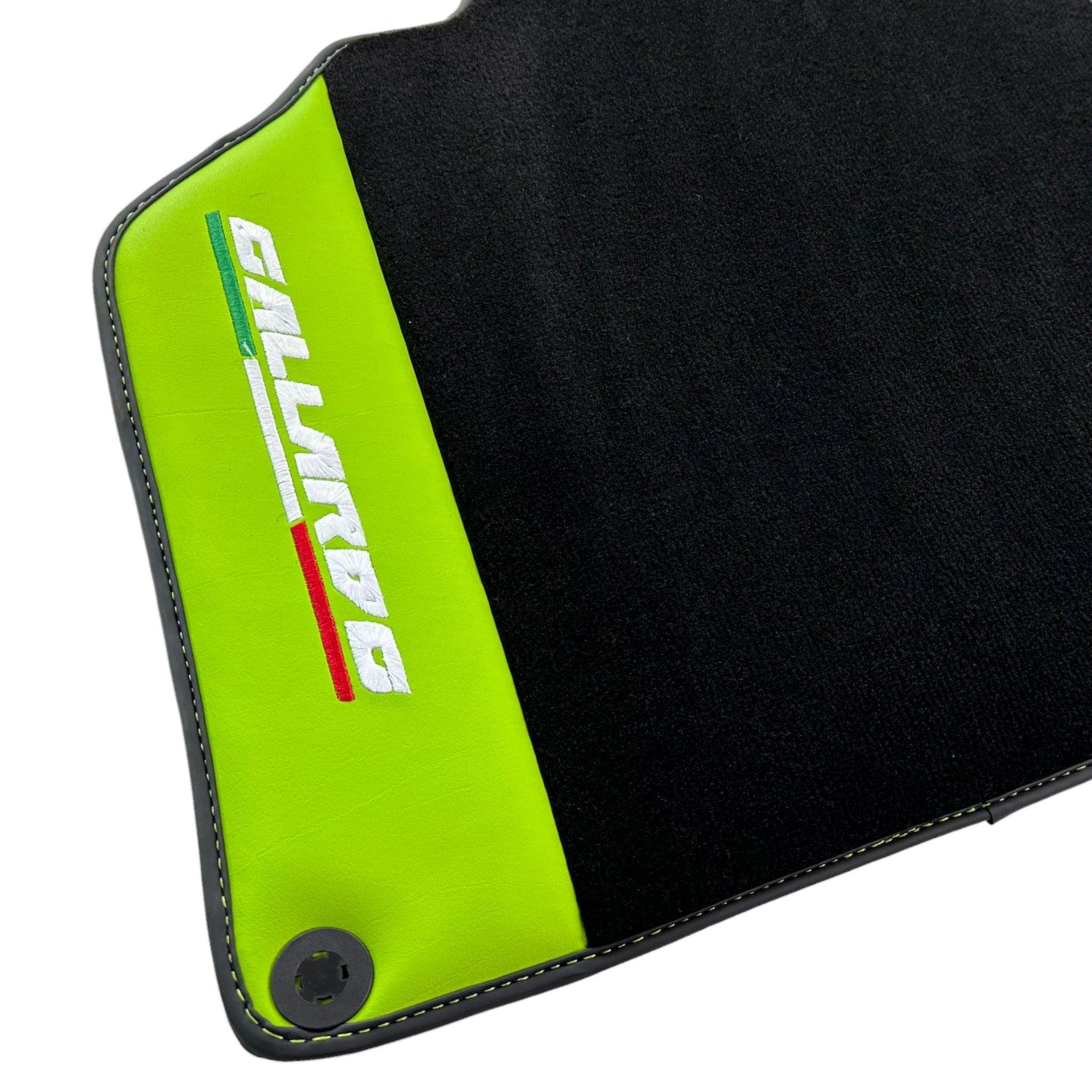 Black Floor Mats for Lamborghini Gallardo With Green Leather - AutoWin