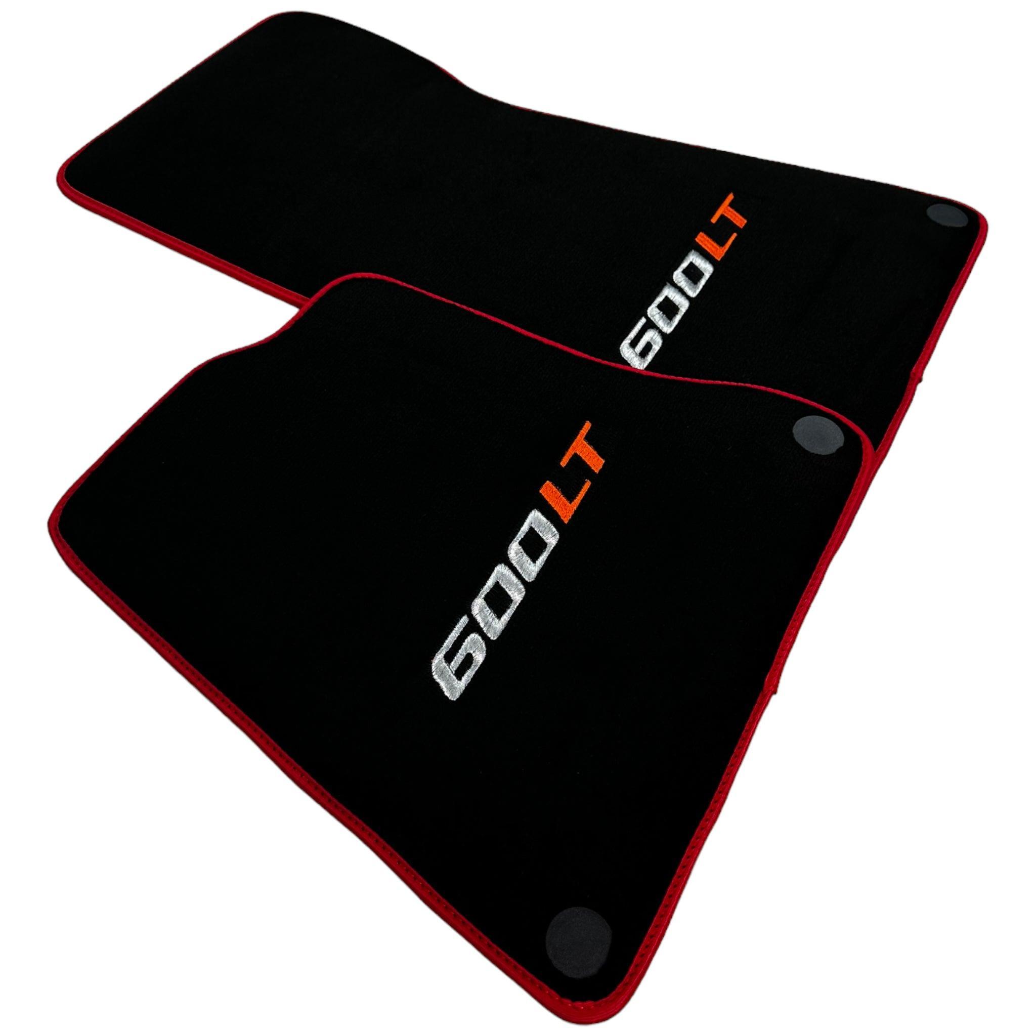Black Floor Mats for McLaren 600 LT (2018-2020) With Red Trim - AutoWin