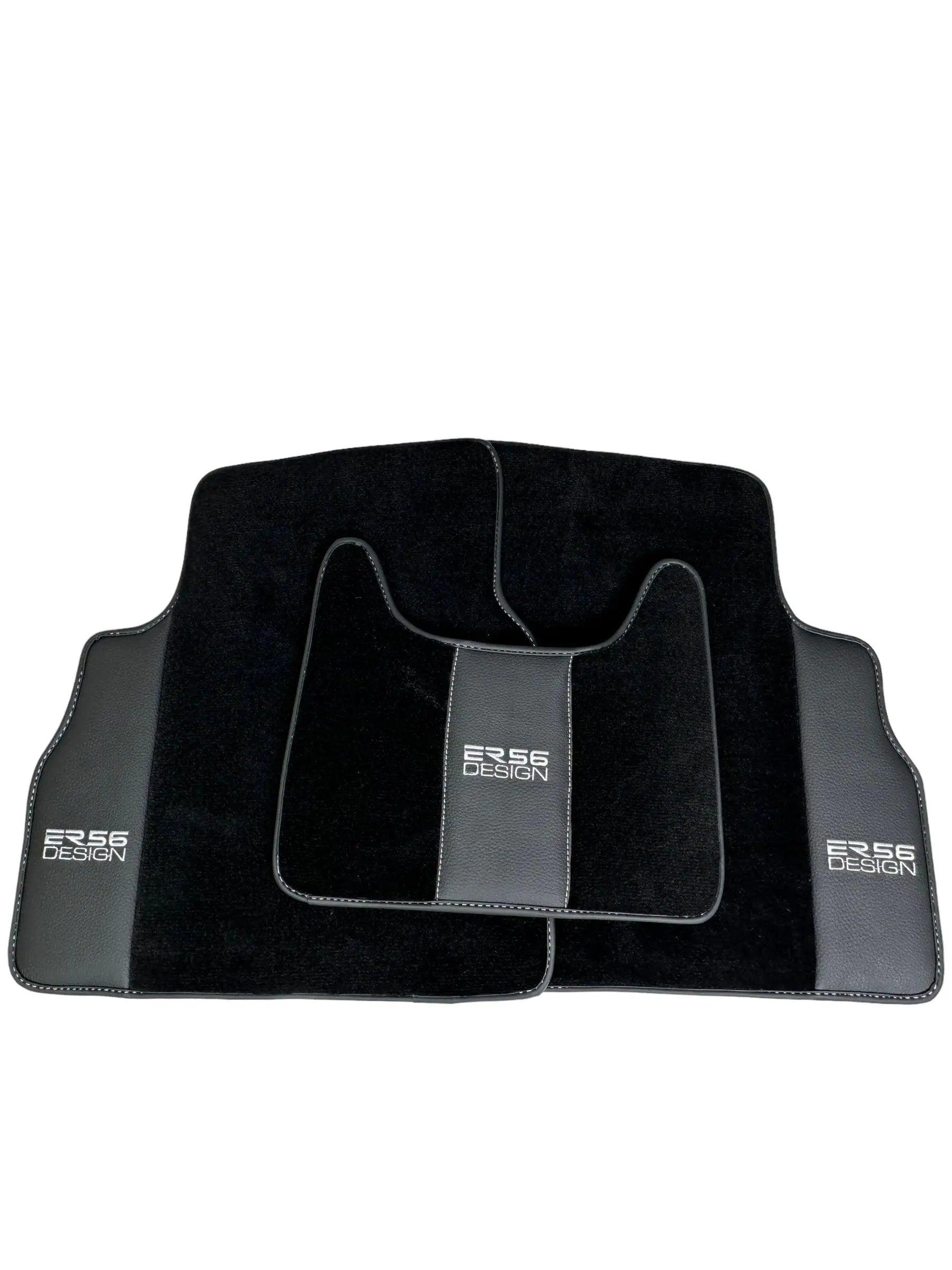 Black Floor Mats For Mercedes-Benz G Class W461 (1979-2008) With Leather Borders ER56 Design - AutoWin