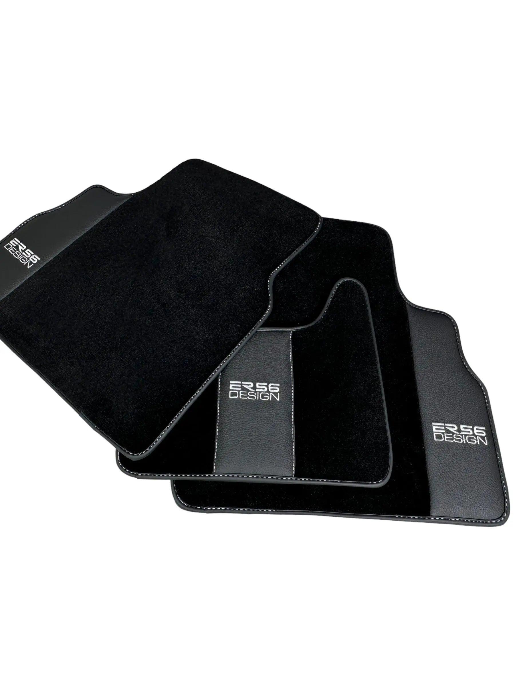 Black Floor Mats For Mercedes-Benz G Class W461 (1979-2008) With Leather Borders ER56 Design - AutoWin
