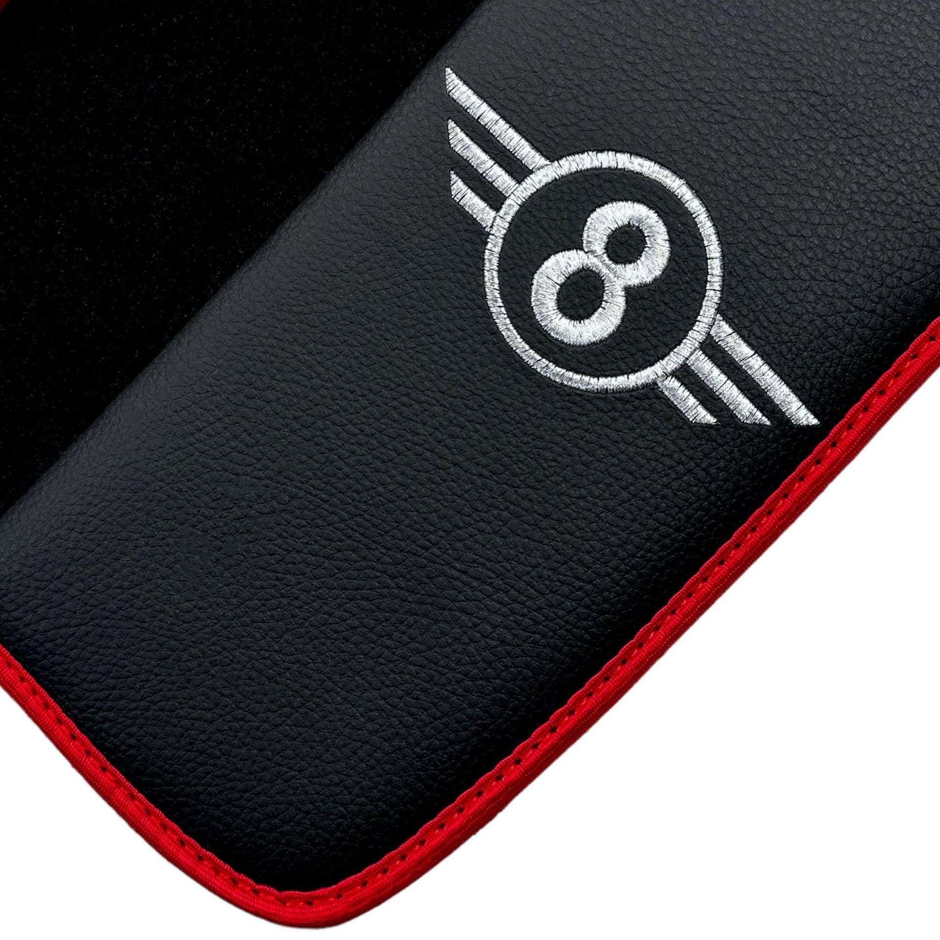 Black Floor Mats for Mini Clubman F54 (2015-2019) With Leather | Red Trim - AutoWin