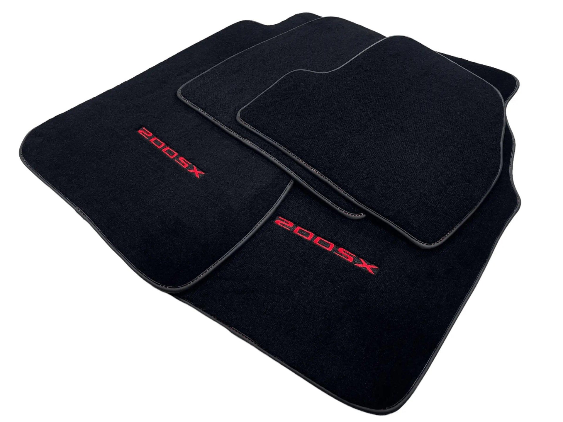 Black Floor Mats For Nissan 200 SX (1995-2000) Tailored With Red Logo - AutoWin