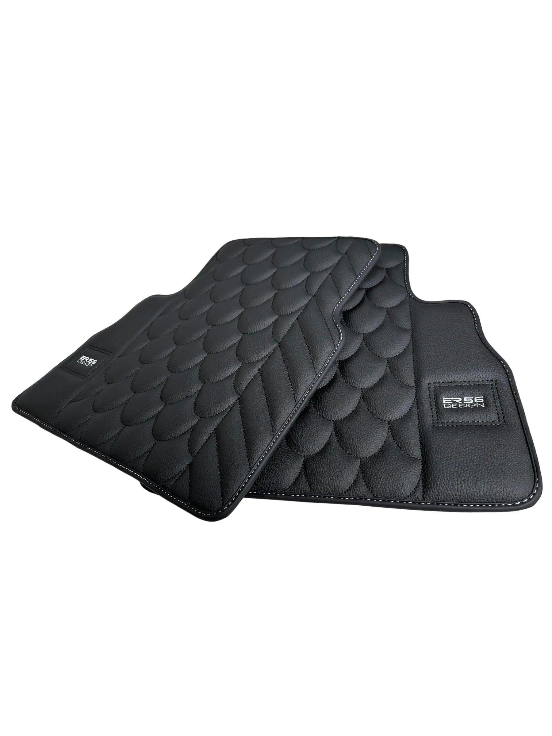 Black Leather Floor Mats For Mercedes-Benz G Class W461 (1979-2008) ER56 Design - AutoWin