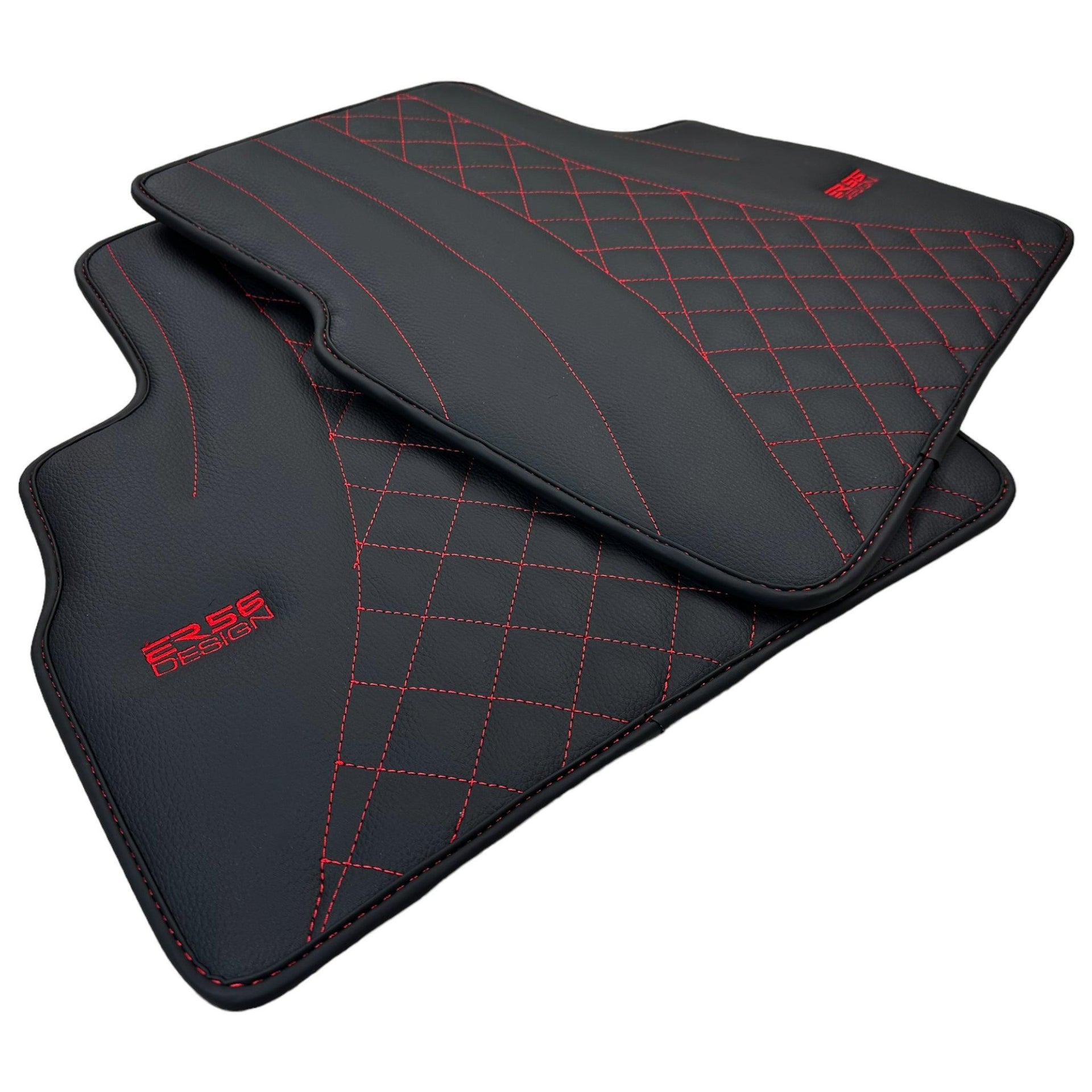 Black Leather Floor Mats for Mercedes-Benz G Class W463 2019-2022 ER56 Design - AutoWin