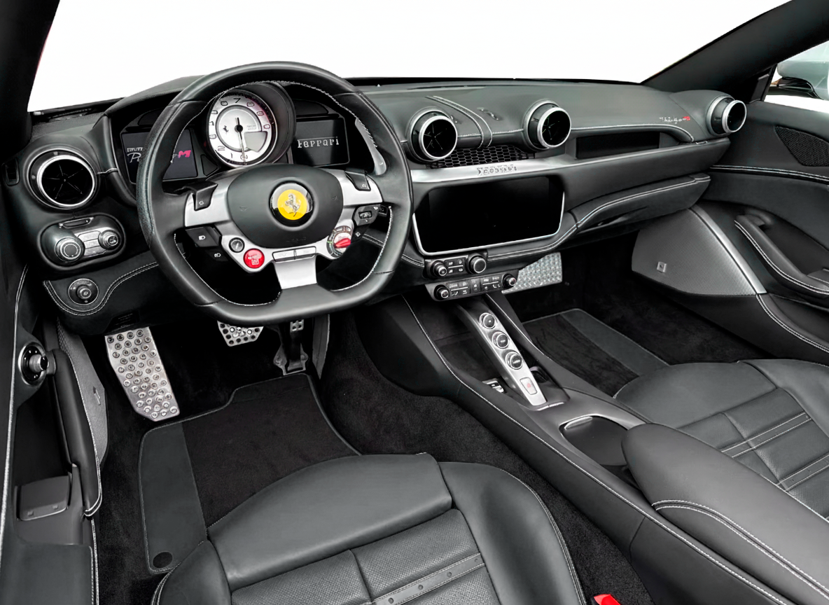 Customizable Floor Mats From Carpet With Leather for Ferrari Portofino (2018-2023) - AutoWin
