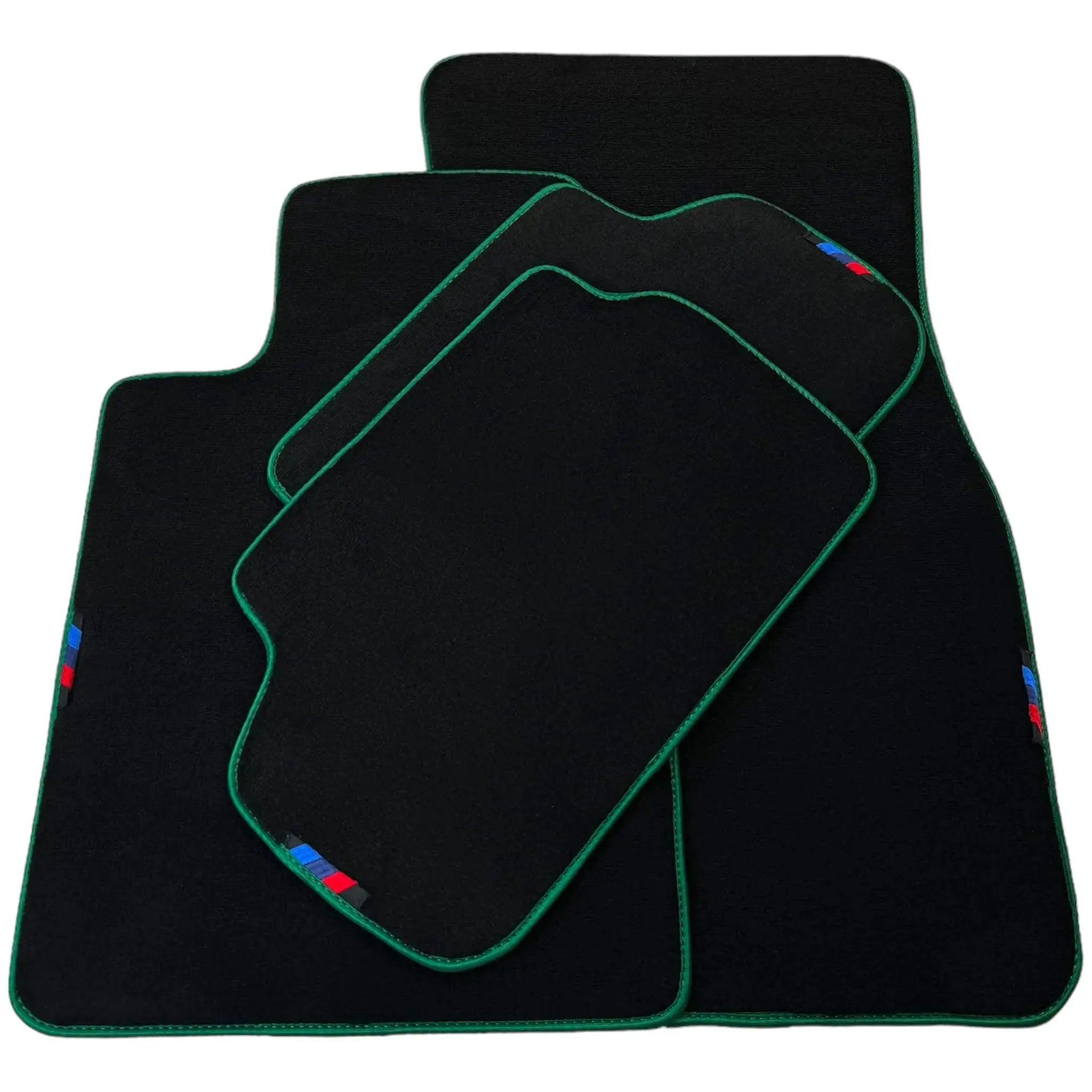 Black Mats For BMW 5 Series E61 Wagon | Green Trim - AutoWin