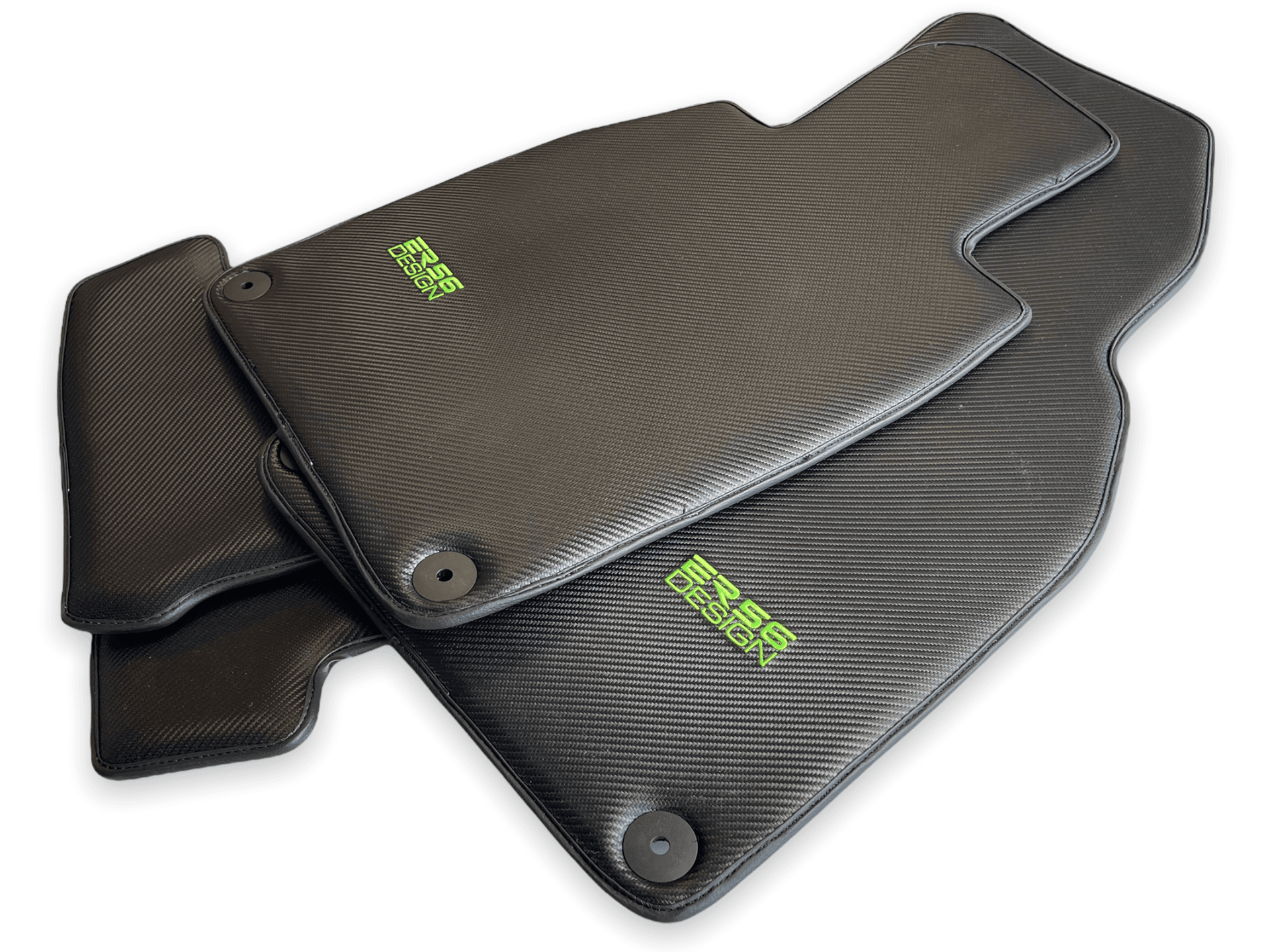Carbon Fiber Floor Mats for Porsche Taycan (2019-2023) Green Sewing - AutoWin