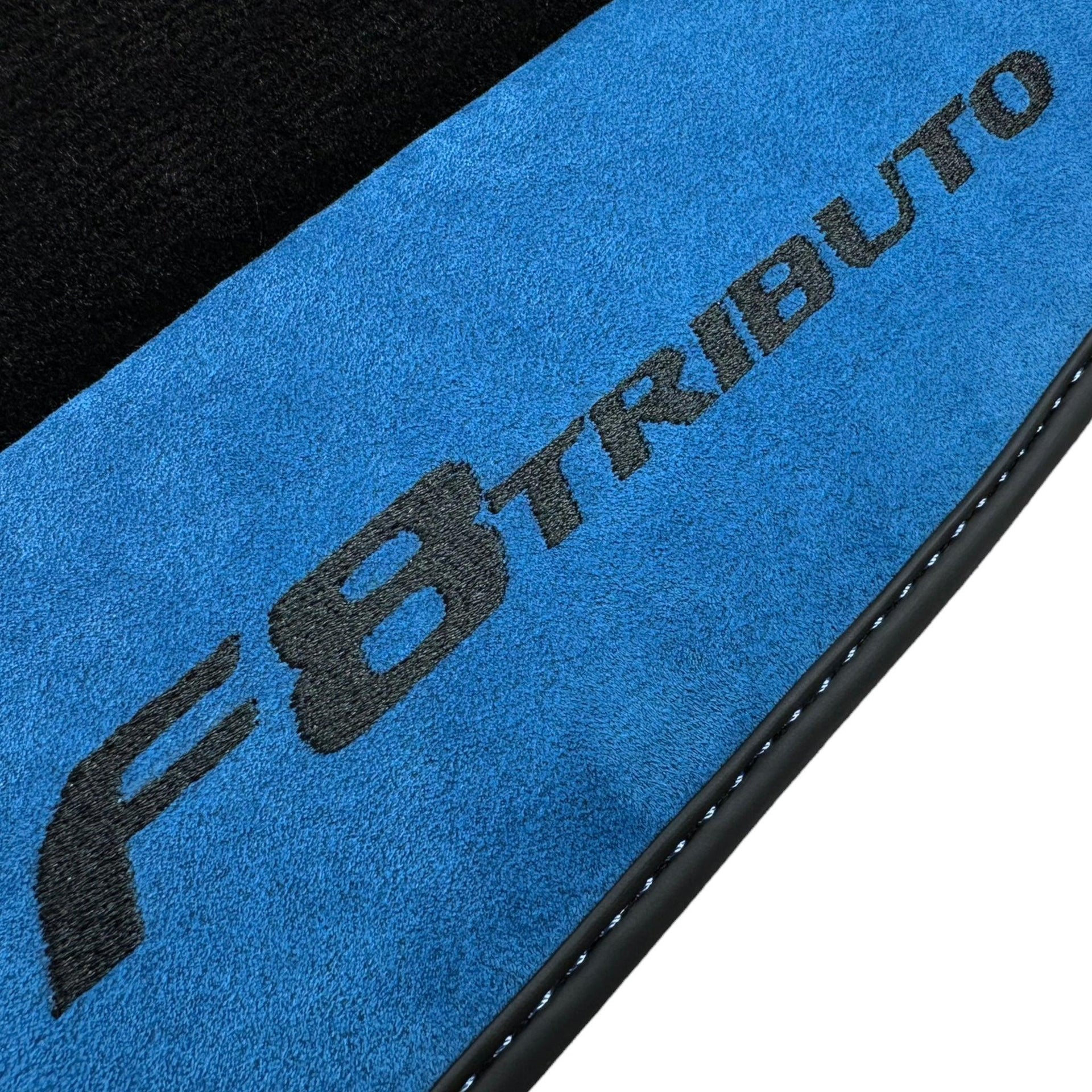 Floor Mats For Ferrari F8 Tributo 2019-2022 With Blue Alcantara Leather - AutoWin