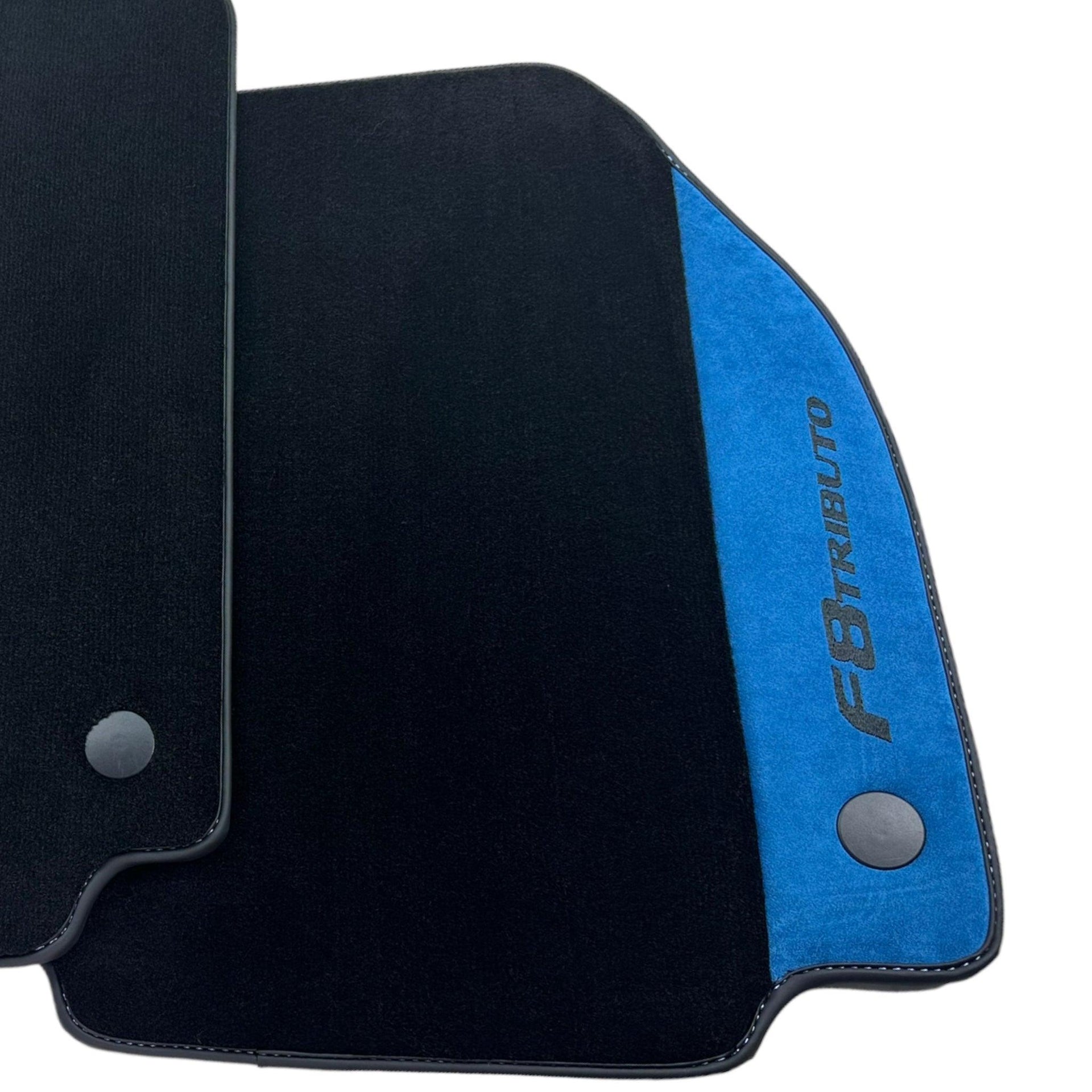 Floor Mats For Ferrari F8 Tributo 2019-2022 With Blue Alcantara Leather - AutoWin