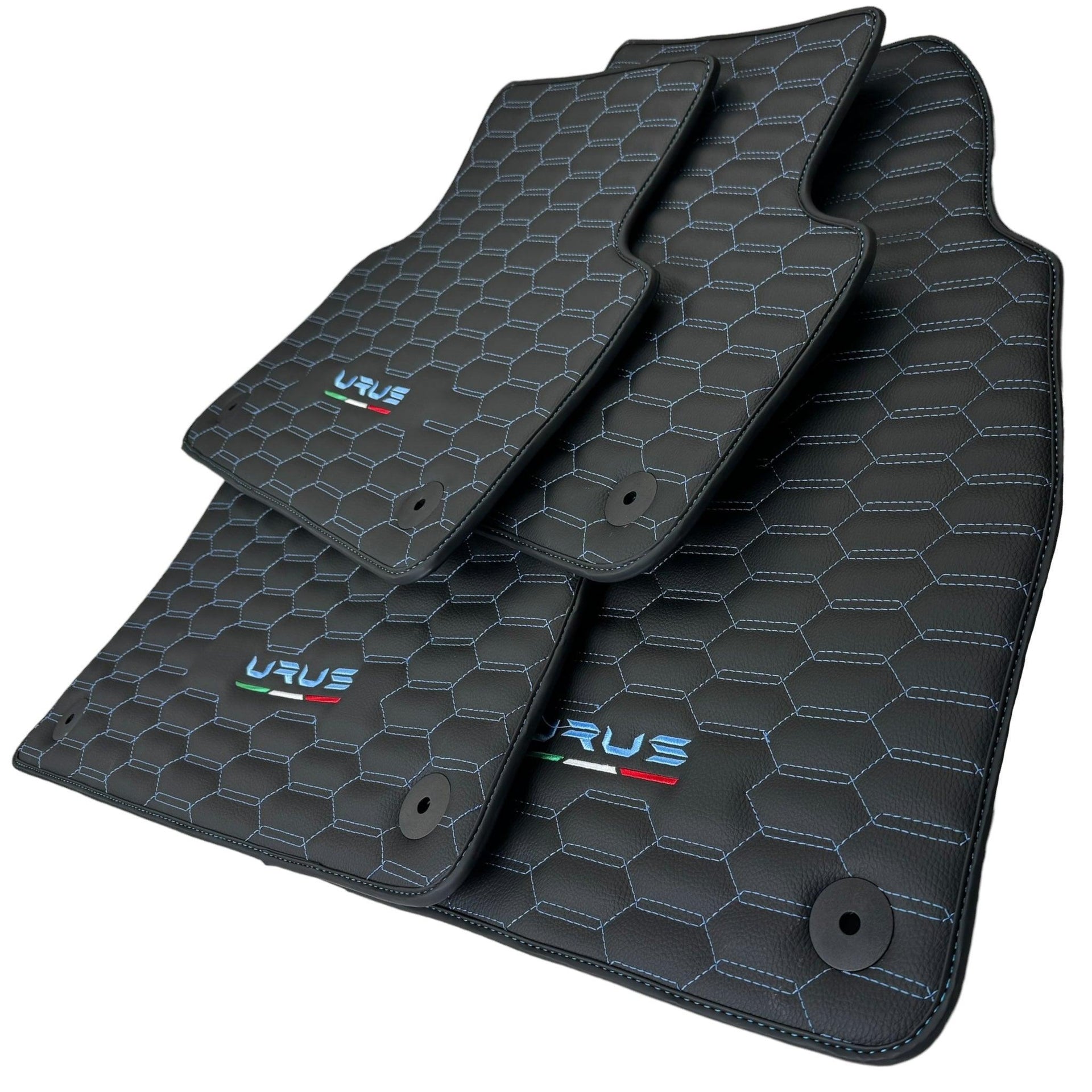 Floor Mats Set with Trunk Mat for Lamborghini Urus with Black Leather - AutoWin