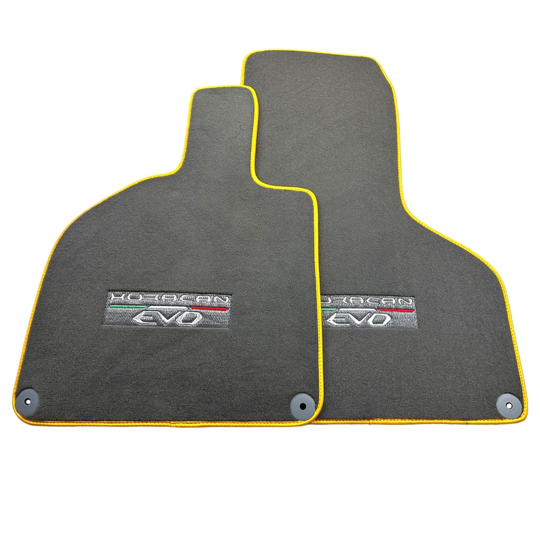 Gray Floor Mats for Lamborghini Huracan EVO (2014-2023) with Yellow Trim - AutoWin