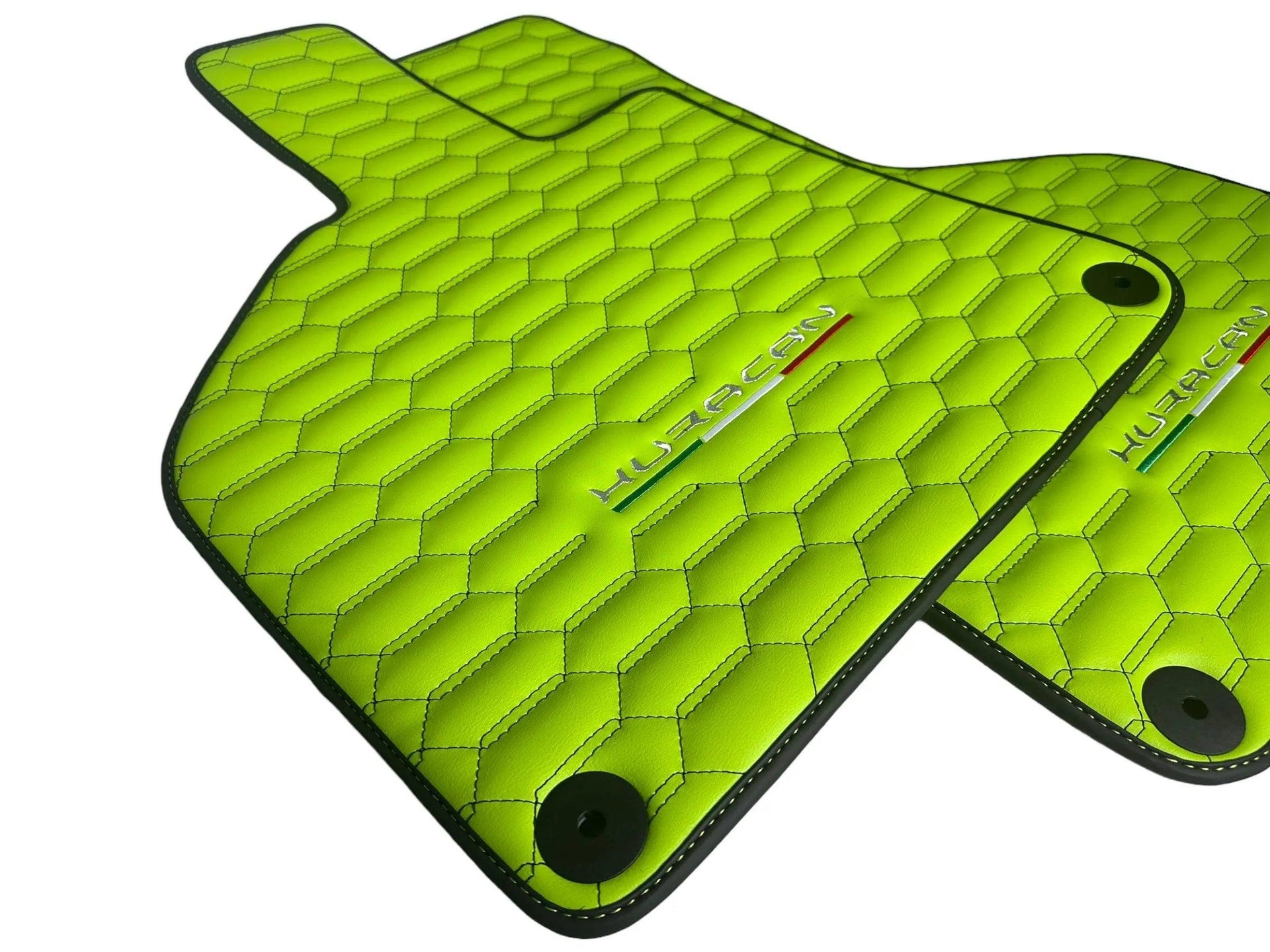 Green Leather Floor Mats for Lamborghini Huracan - AutoWin
