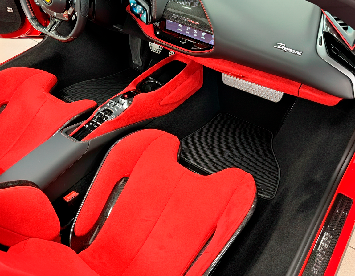 Customizable Floor Mats From Carpet With Leather for Ferrari SF90 Stradale (2019-2024) - AutoWin