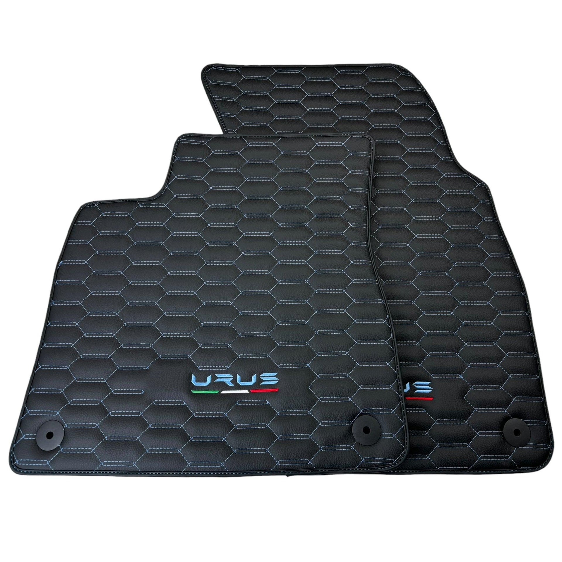 Leather Floor Mats for Lamborghini Urus with Blue Stitching - AutoWin