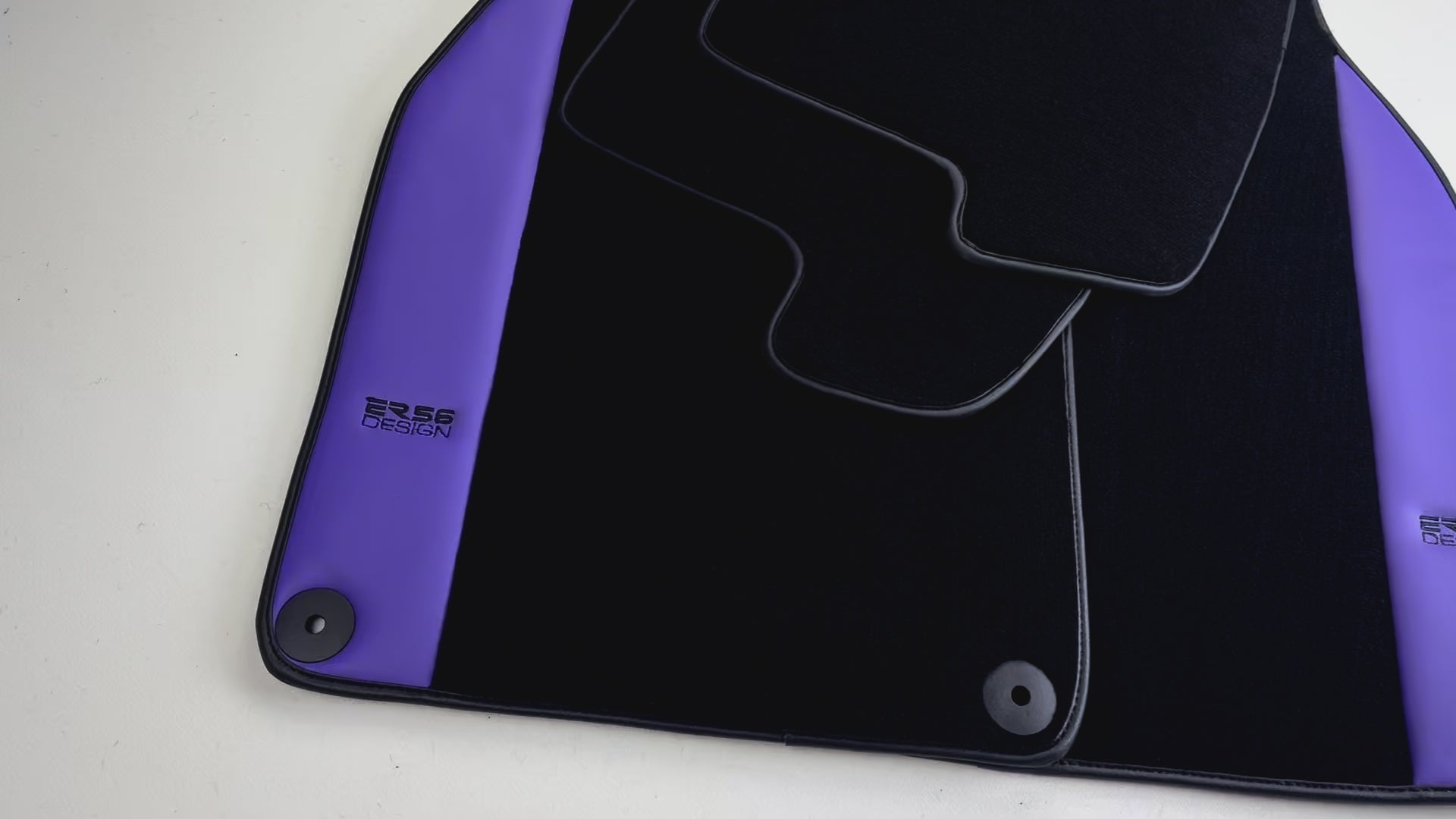 Black Floor Mats for Porsche Cayenne (2003-2010) with Purple Leather | ER56 Design - AutoWin