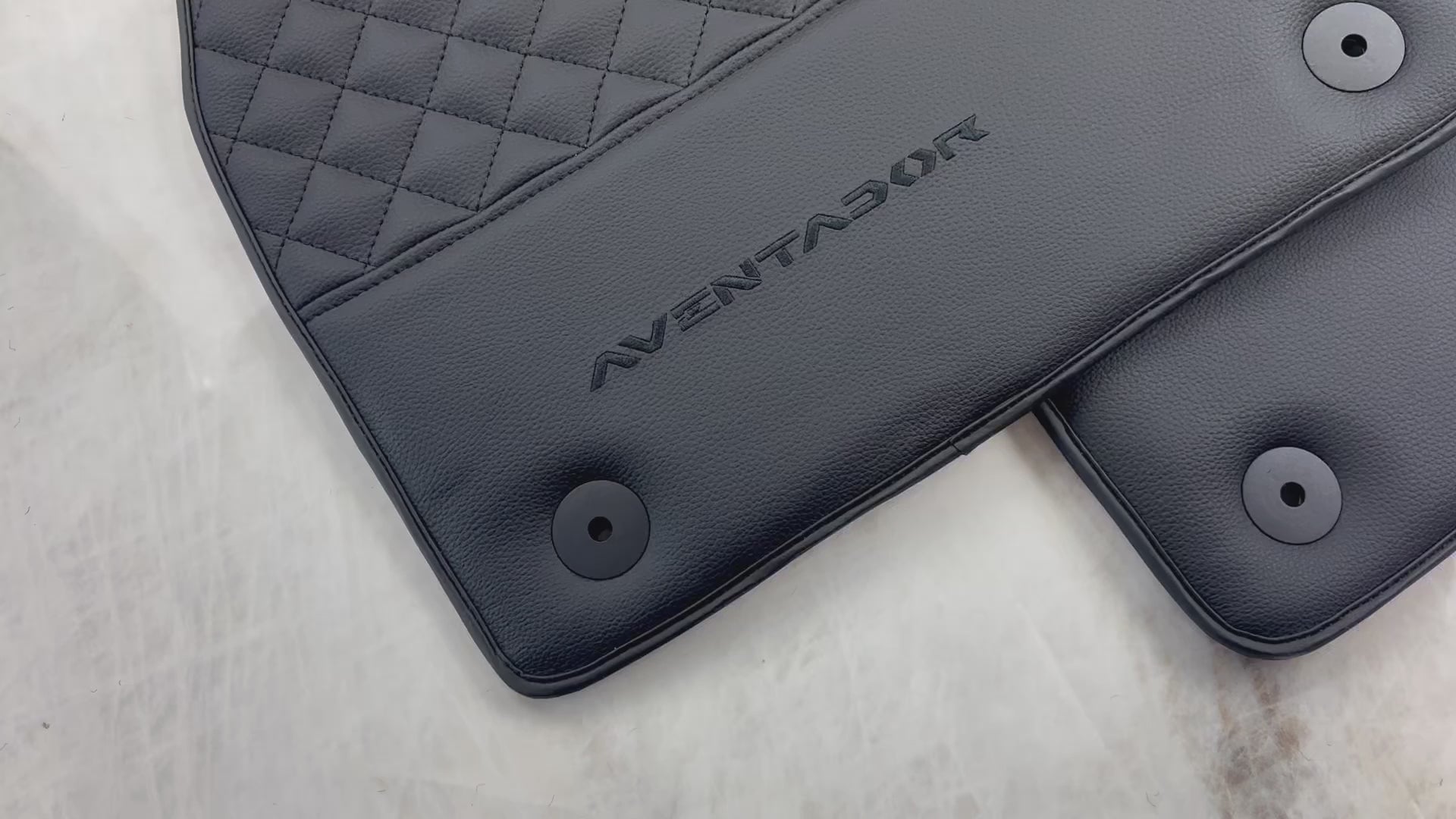 Black Leather Floor Mats for Lamborghini Aventador | Black Stitching - AutoWin.EU