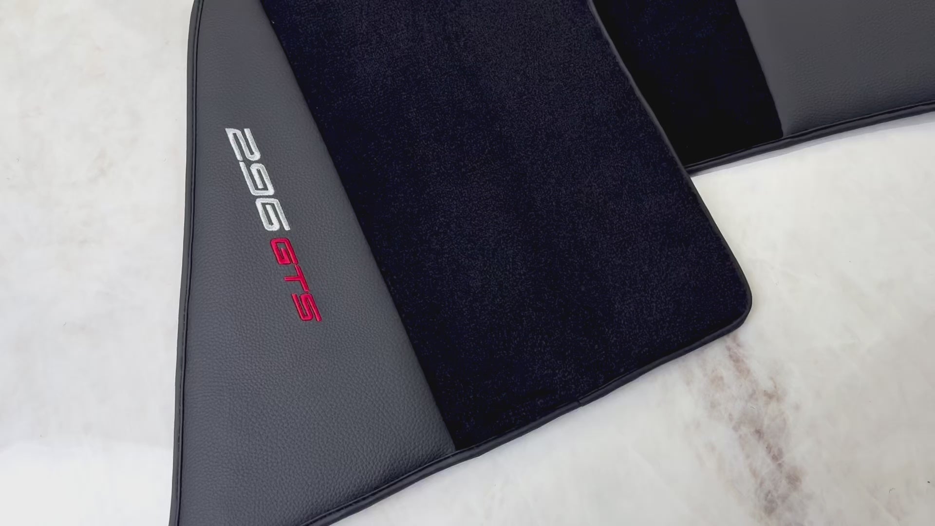 Black Floor Mats for Ferrari 296 GTS (2022-2025) with Leather - AutoWin