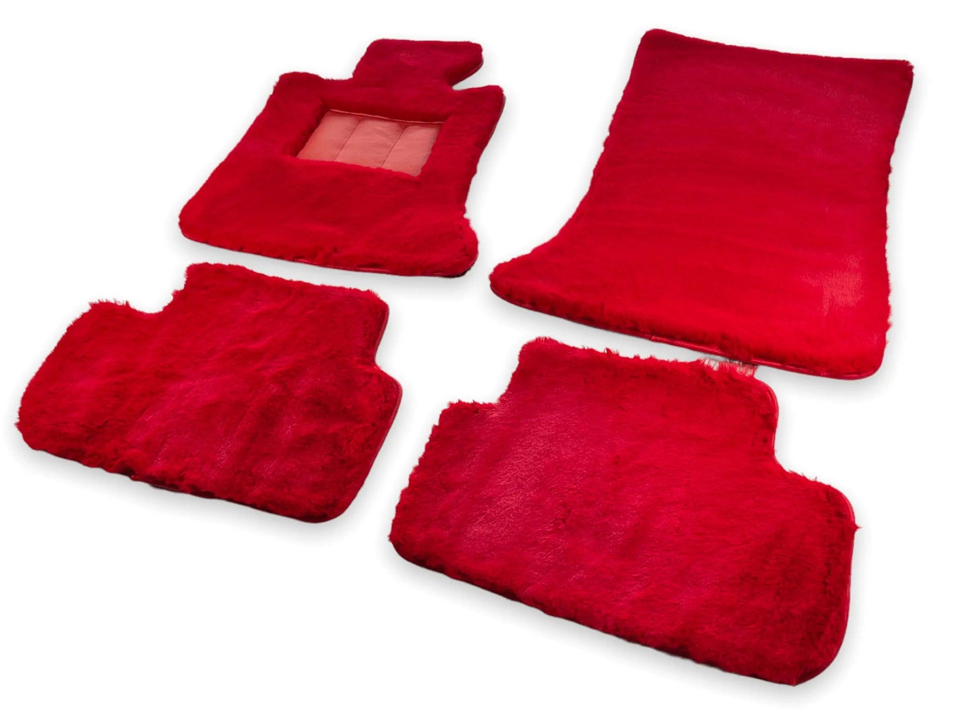 Red Sheepskin Floor Mats For Bentley Bentayga Er56 Design Brand - AutoWin