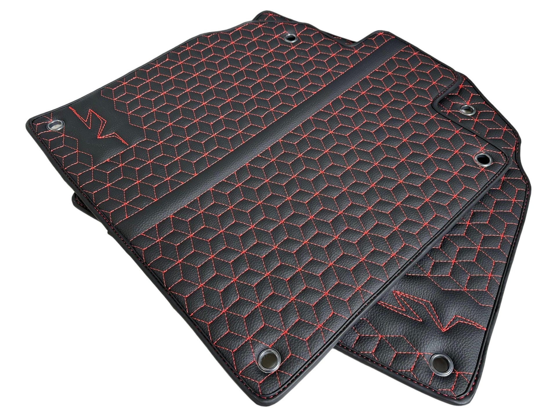 Leather Floor Mats for Lamborghini Aventador SV | Red Stitching - AutoWin