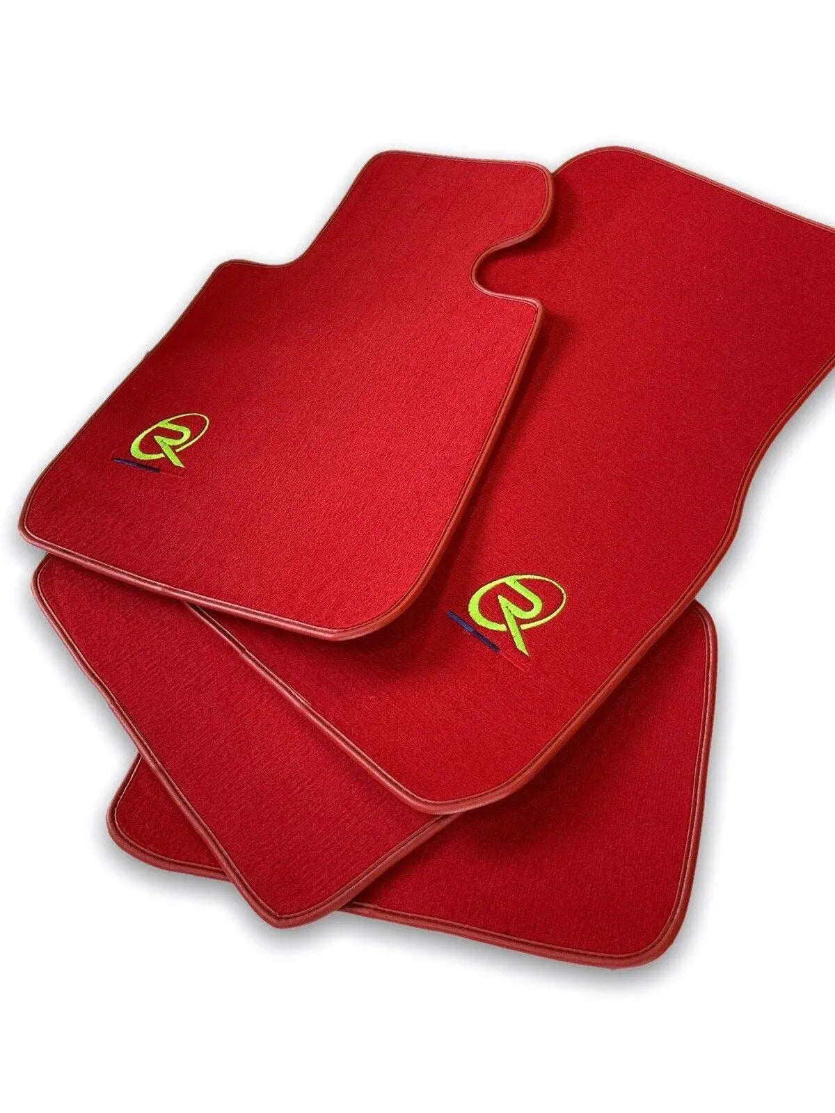 Red Floor Mats For BMW 6 Series E63 ROVBUT Brand Tailored Set Perfect Fit Green SNIP Collection - AutoWin