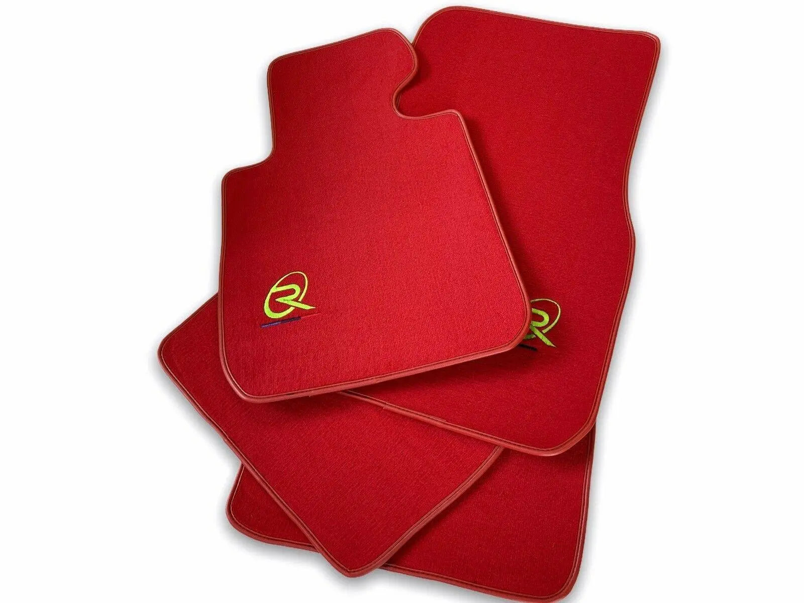 Red Floor Mats For BMW X5 Series F15 ROVBUT Brand Tailored Set Perfect Fit Green SNIP Collection - AutoWin