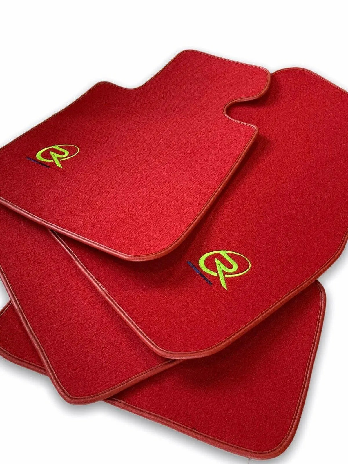 Red Floor Mats For BMW X6 Series E71 ROVBUT Brand Tailored Set Perfect Fit Green SNIP Collection - AutoWin