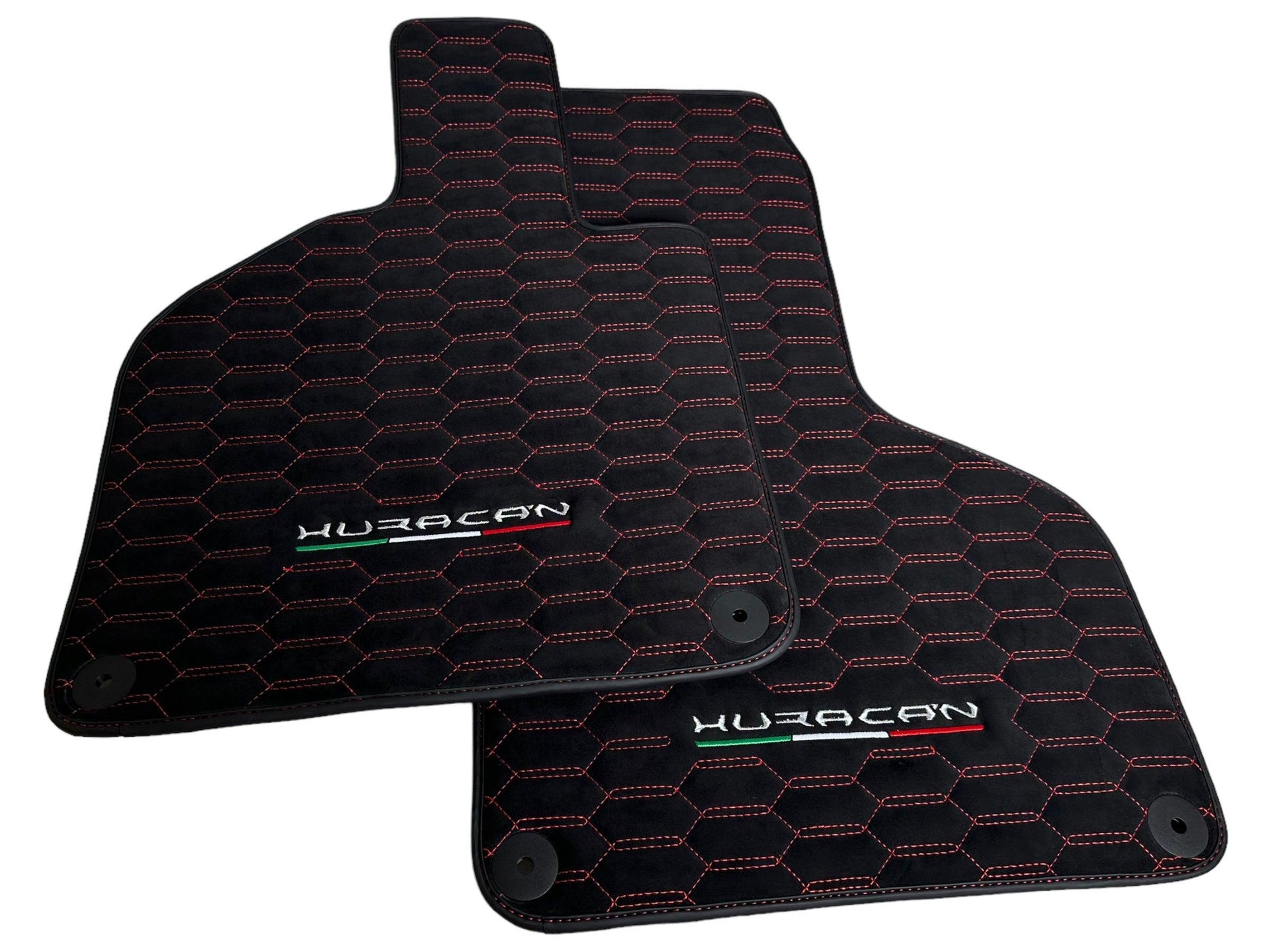 Alcantara Floor Mats for Lamborghini Huracan Red Sewing - AutoWin