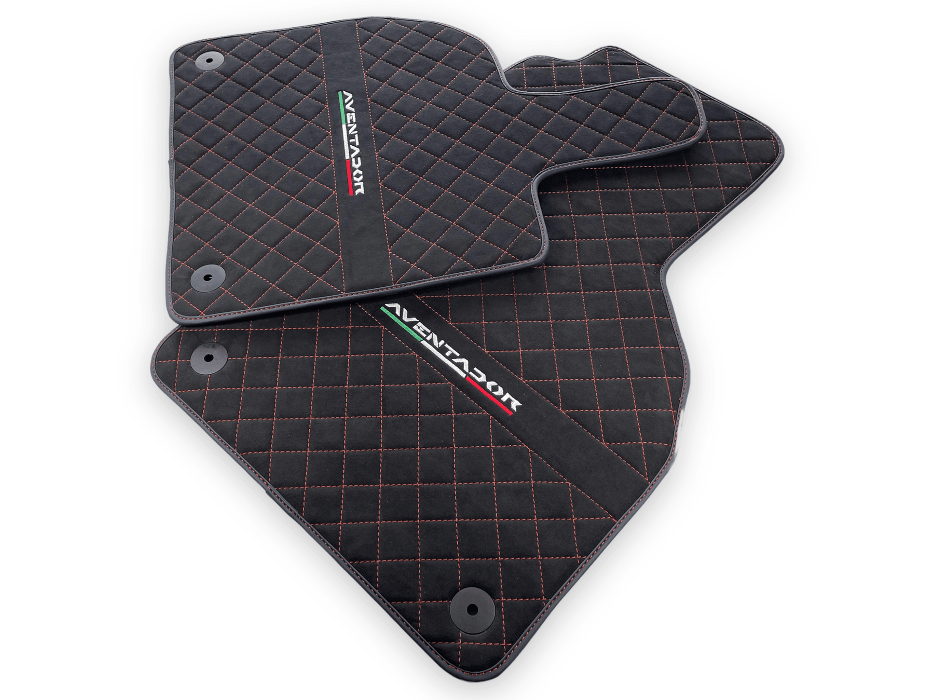 Alcantara Leather Floor Mats For Lamborghini Aventador | Red Stitching - AutoWin