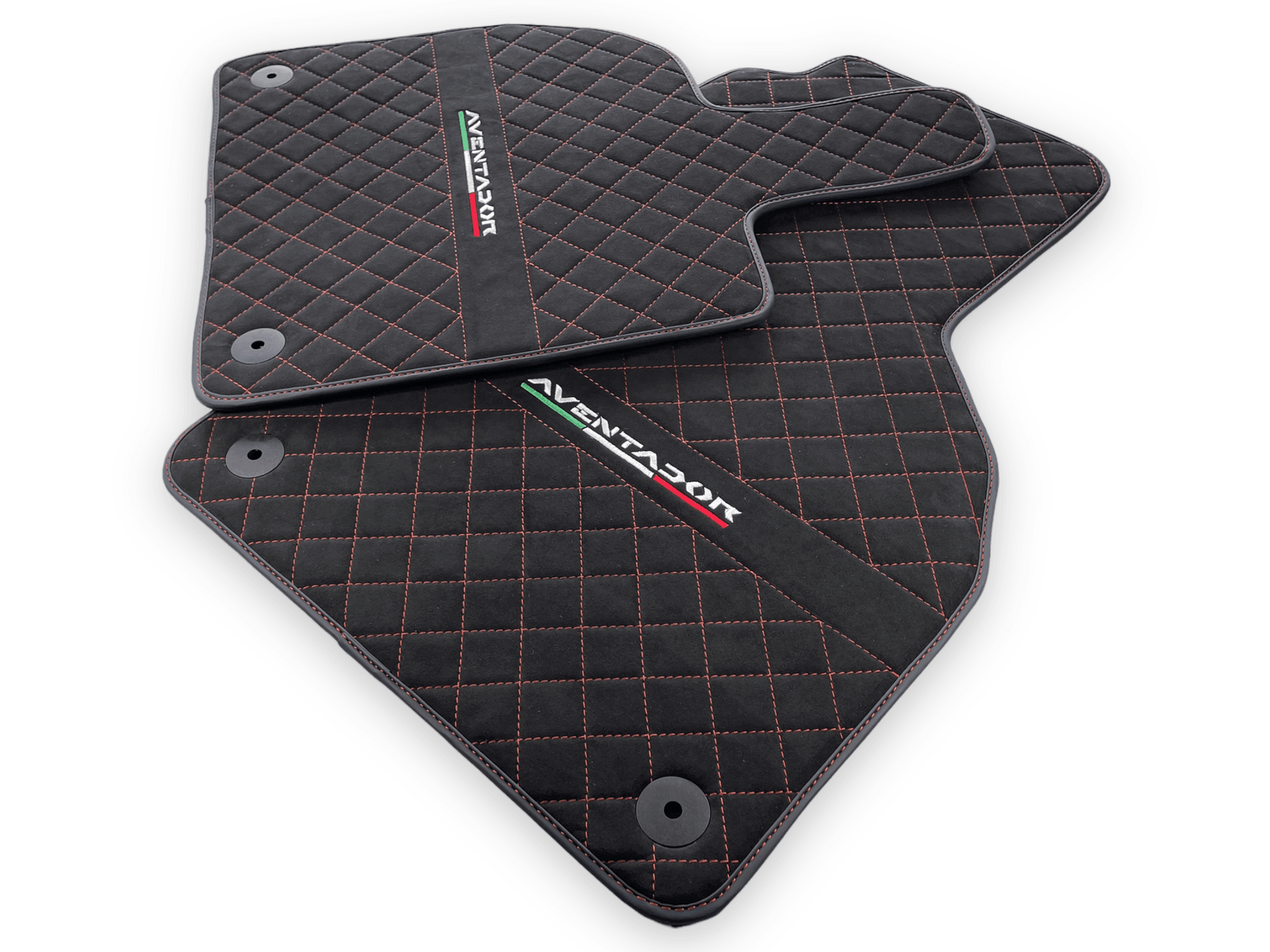 Alcantara Leather Floor Mats For Lamborghini Aventador | Red Stitching - AutoWin