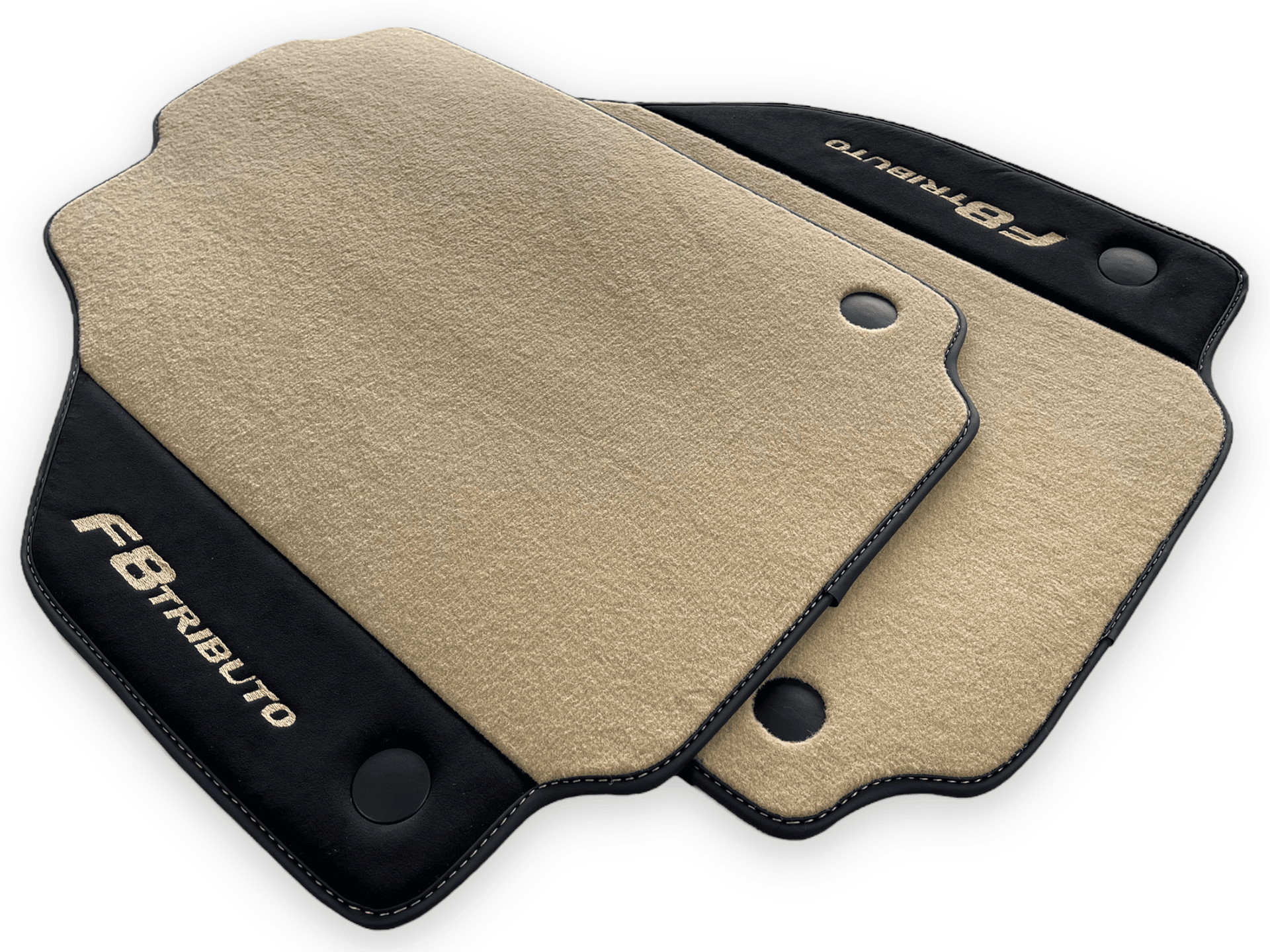 Beige Floor Mats For Ferrari F8 Tributo 2019-2022 With Alcantara Leather - AutoWin