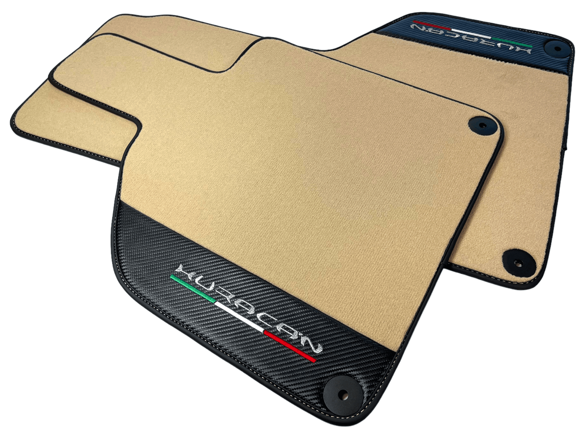 Beige Floor Mats for Lamborghini Huracan With Carbon Fiber Leather - AutoWin