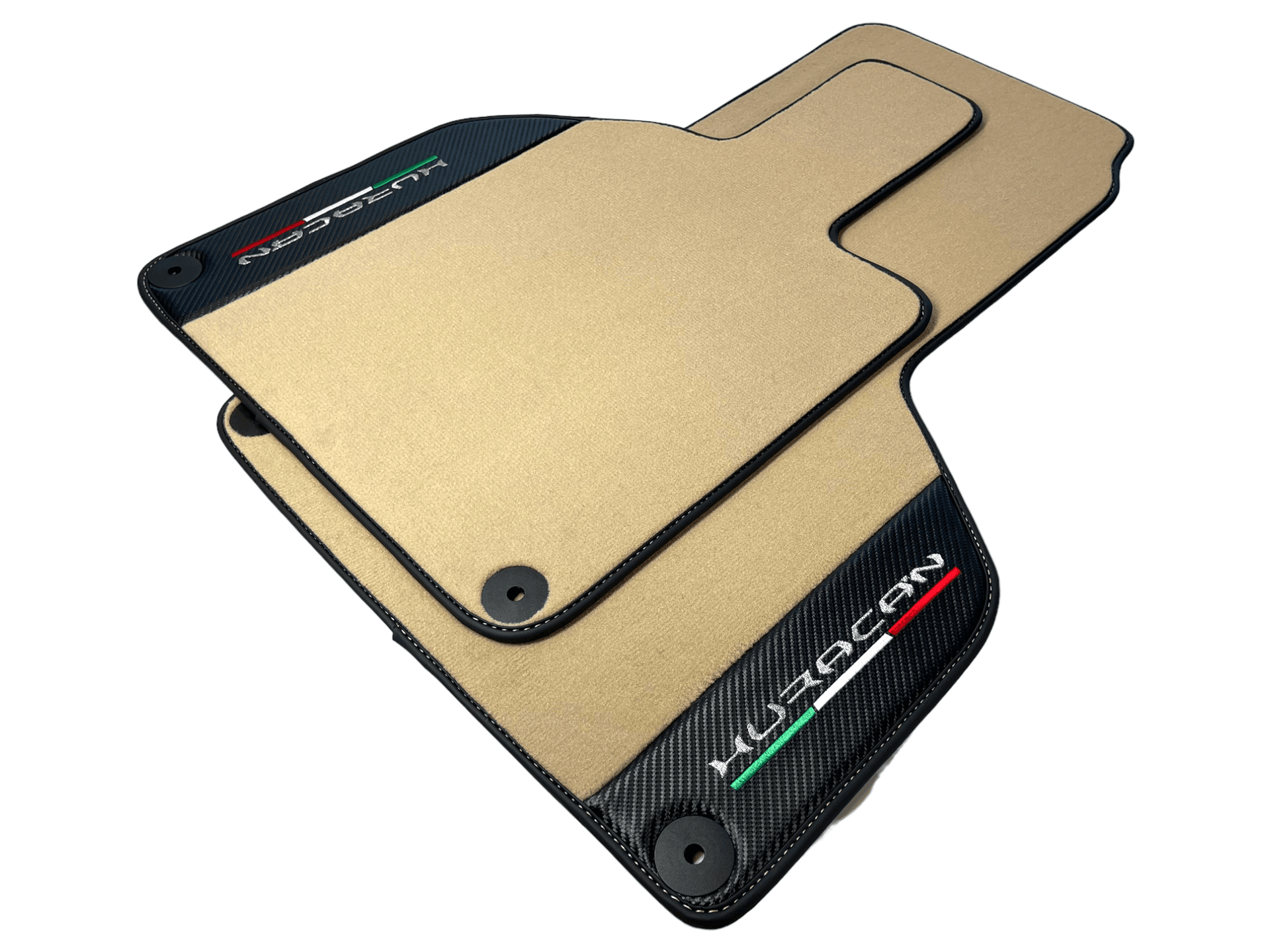 Beige Floor Mats for Lamborghini Huracan With Carbon Fiber Leather - AutoWin
