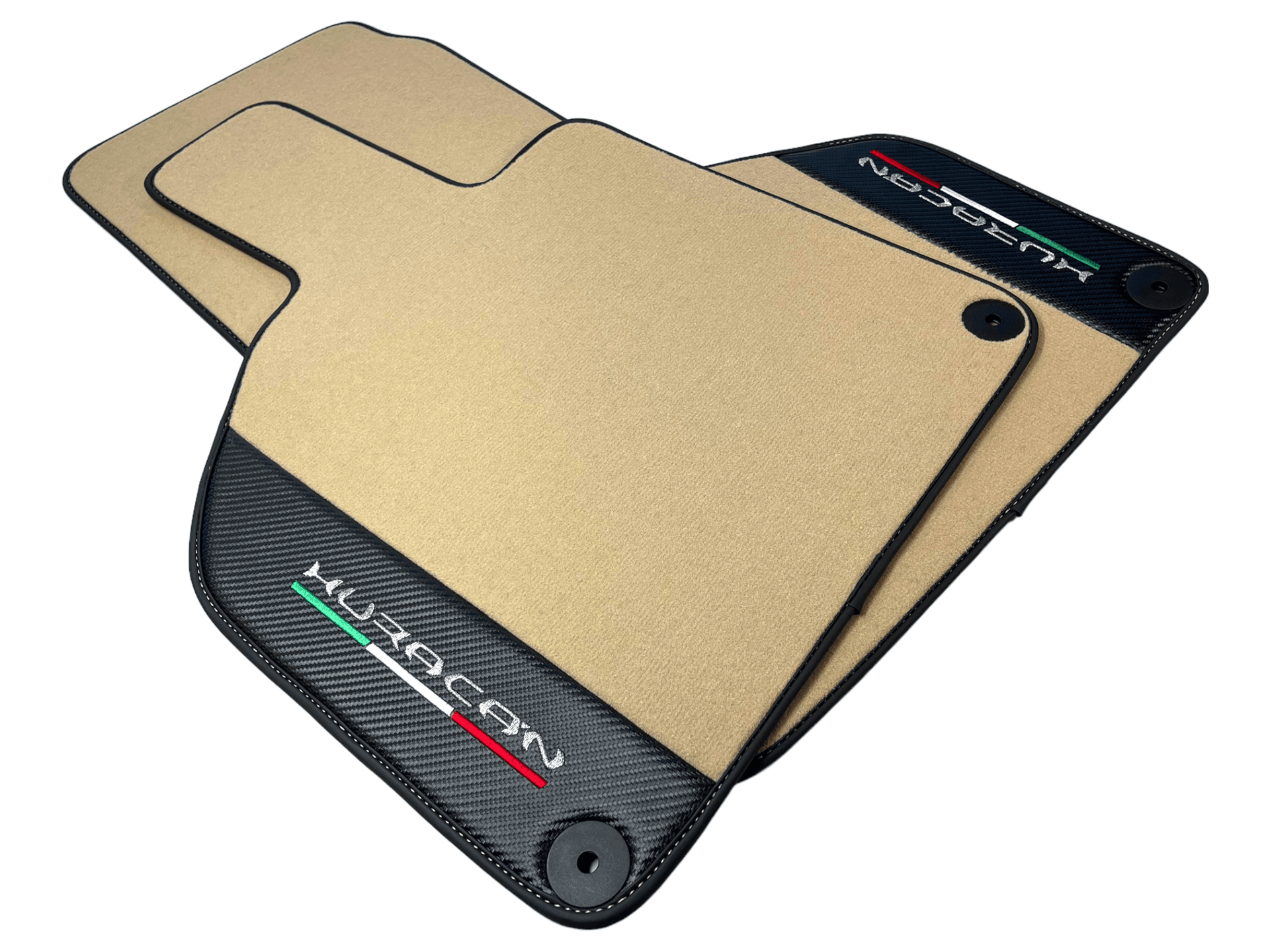 Beige Floor Mats for Lamborghini Huracan With Carbon Fiber Leather - AutoWin