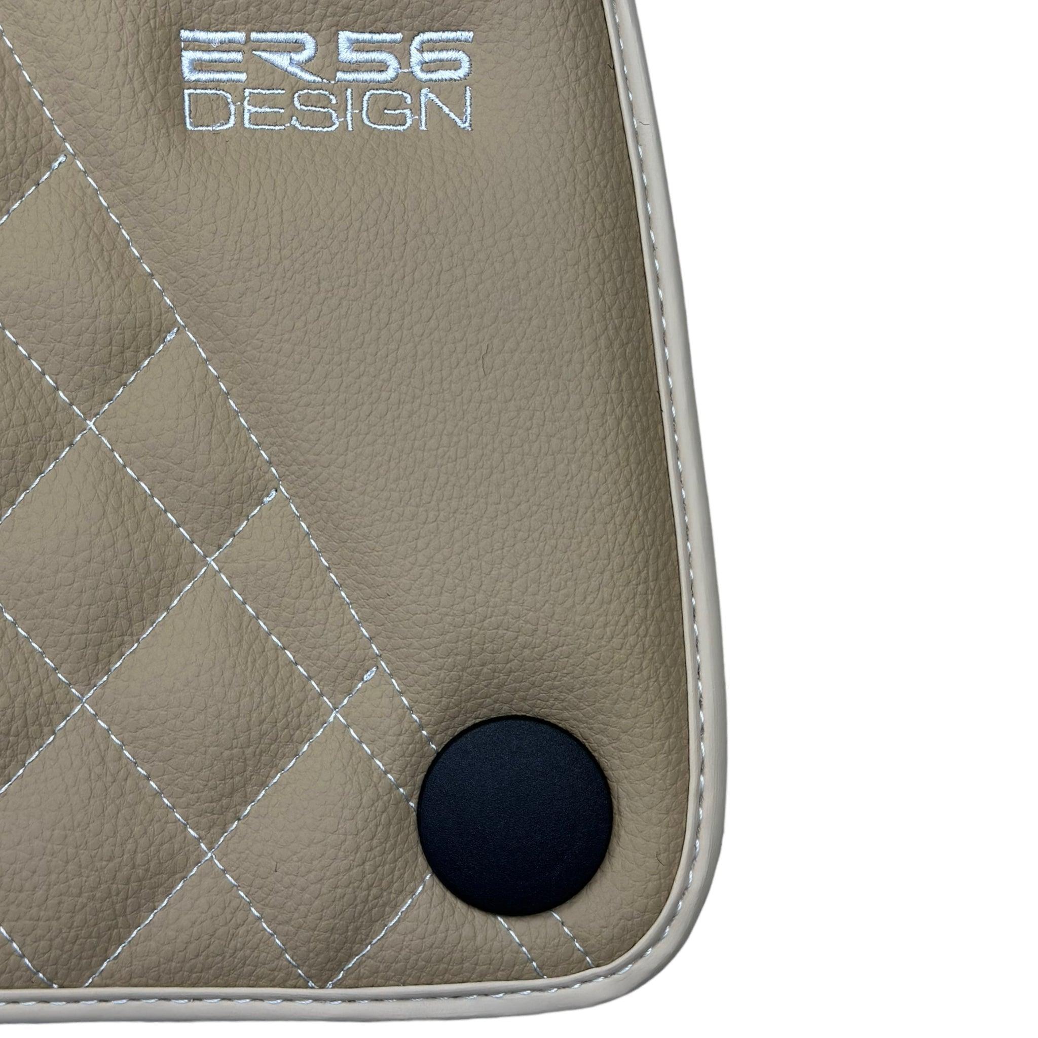 Beige Leather Floor Mats For Mercedes Benz S-Class W223 (2020-2023) Short Wheelbase | ER56 Design - AutoWin