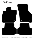 Black Floor Mats for Audi A3 - 5-door Sportback (MHEV) Mild Hybrid Electric Vehicle (2021 - 2024) | Fighter Jet Edition - AutoWin