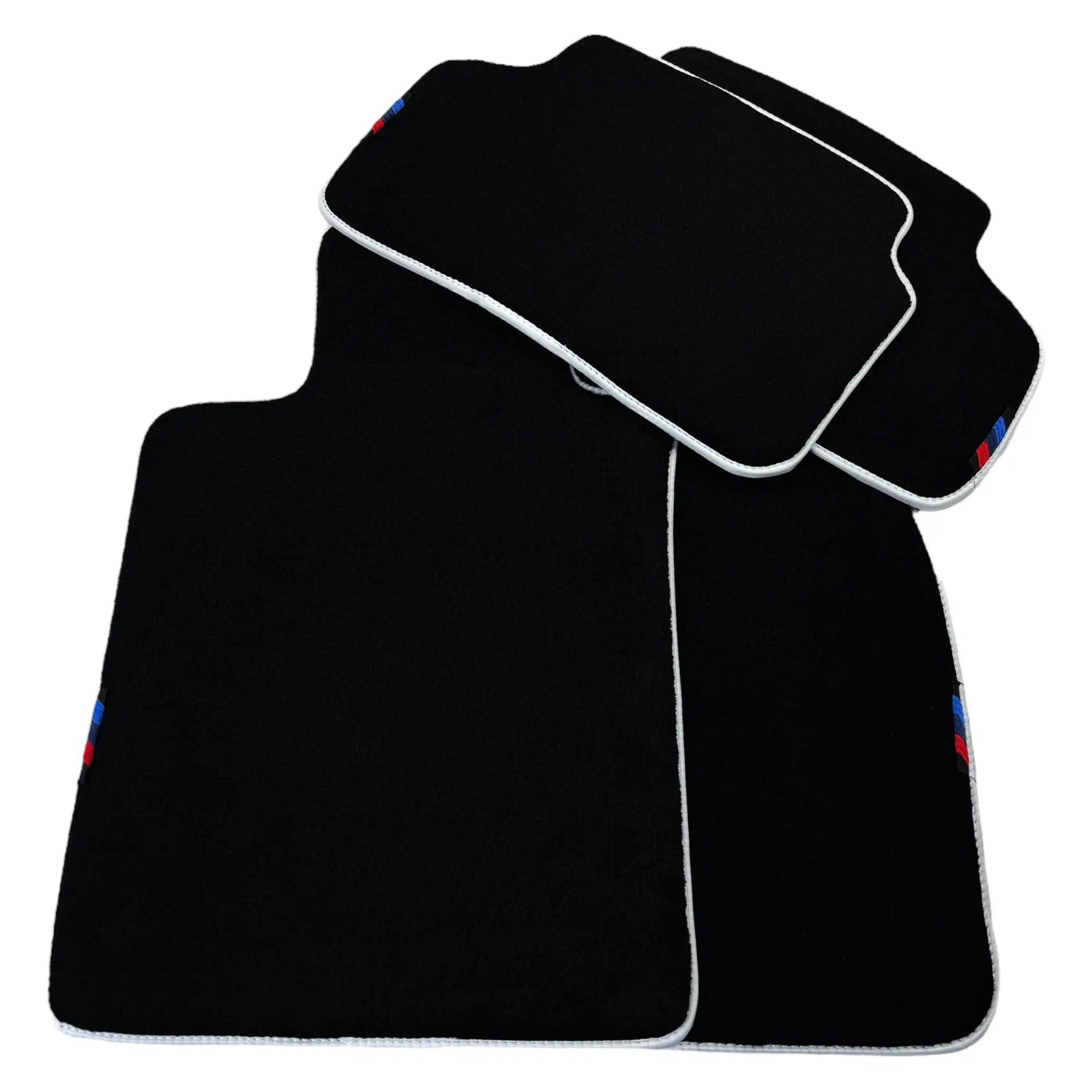 Black Floor Mats For BMW 1 Series E82 | White Trim - AutoWin