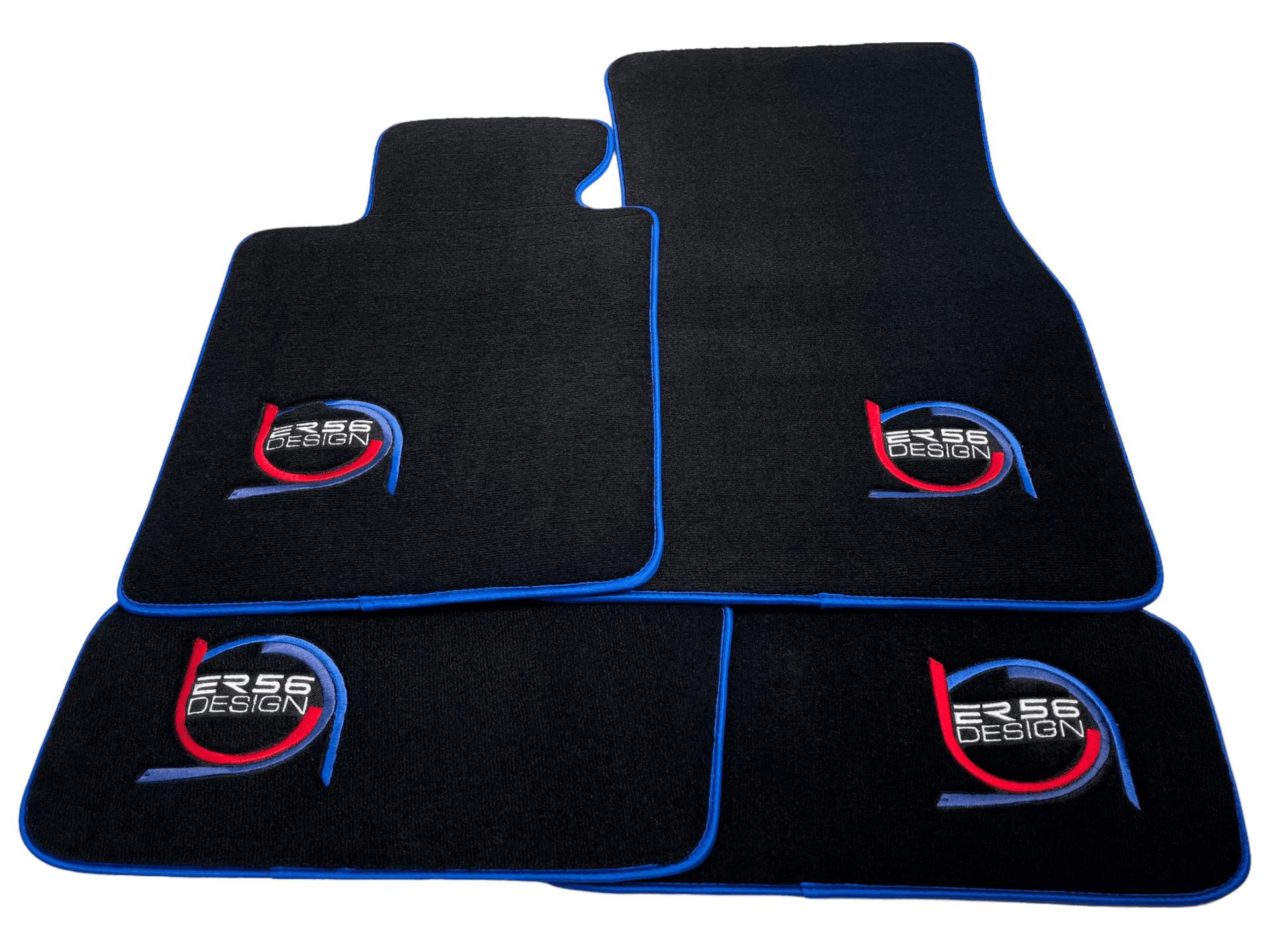 Black Floor Mats For BMW 1 Series F21 3-door Hatchback ER56 Design Limited Edition Blue Trim - AutoWin