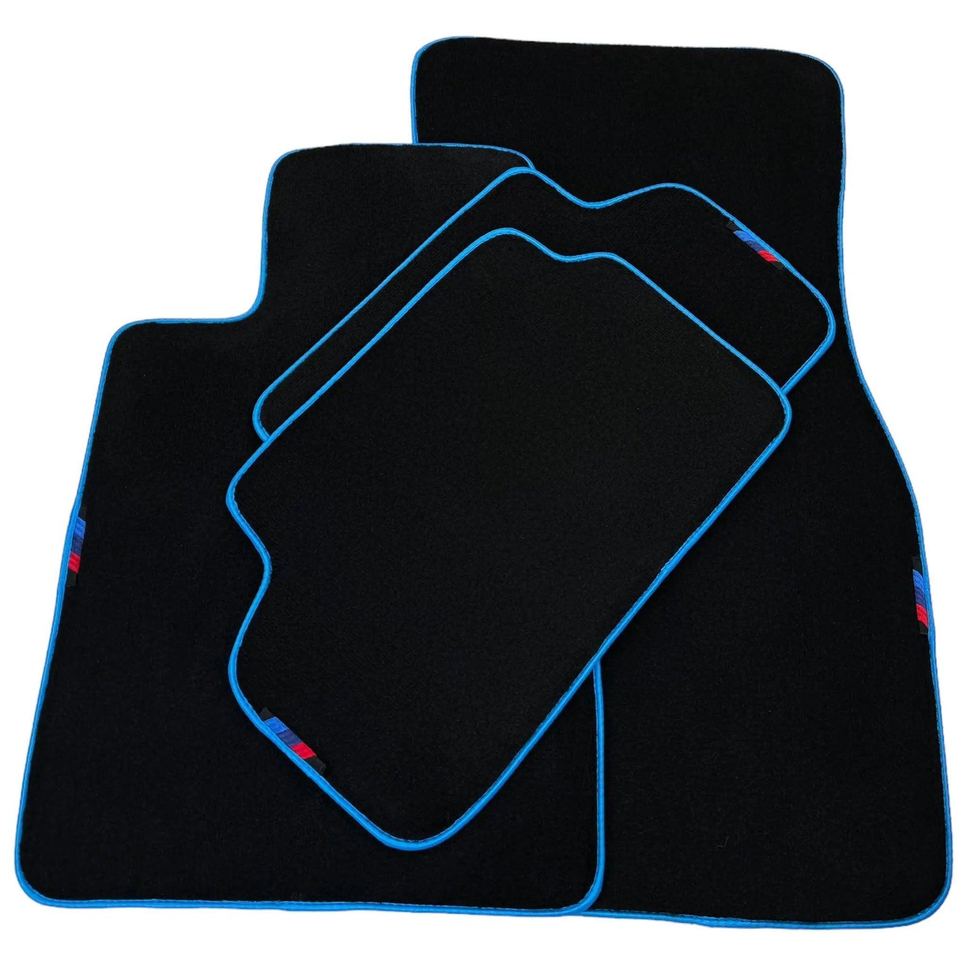 Black Floor Mats For BMW 2 Series F22 | Sky Blue Trim - AutoWin