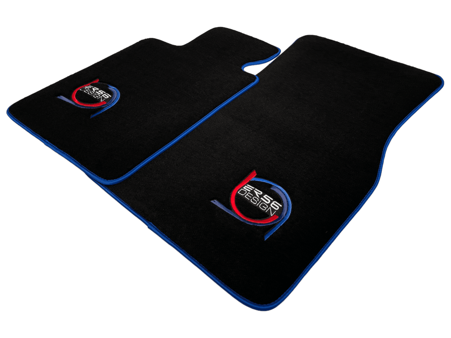 Black Floor Mats For BMW 3 Series E30 4-doors Sedan ER56 Design Limited Edition Blue Trim - AutoWin