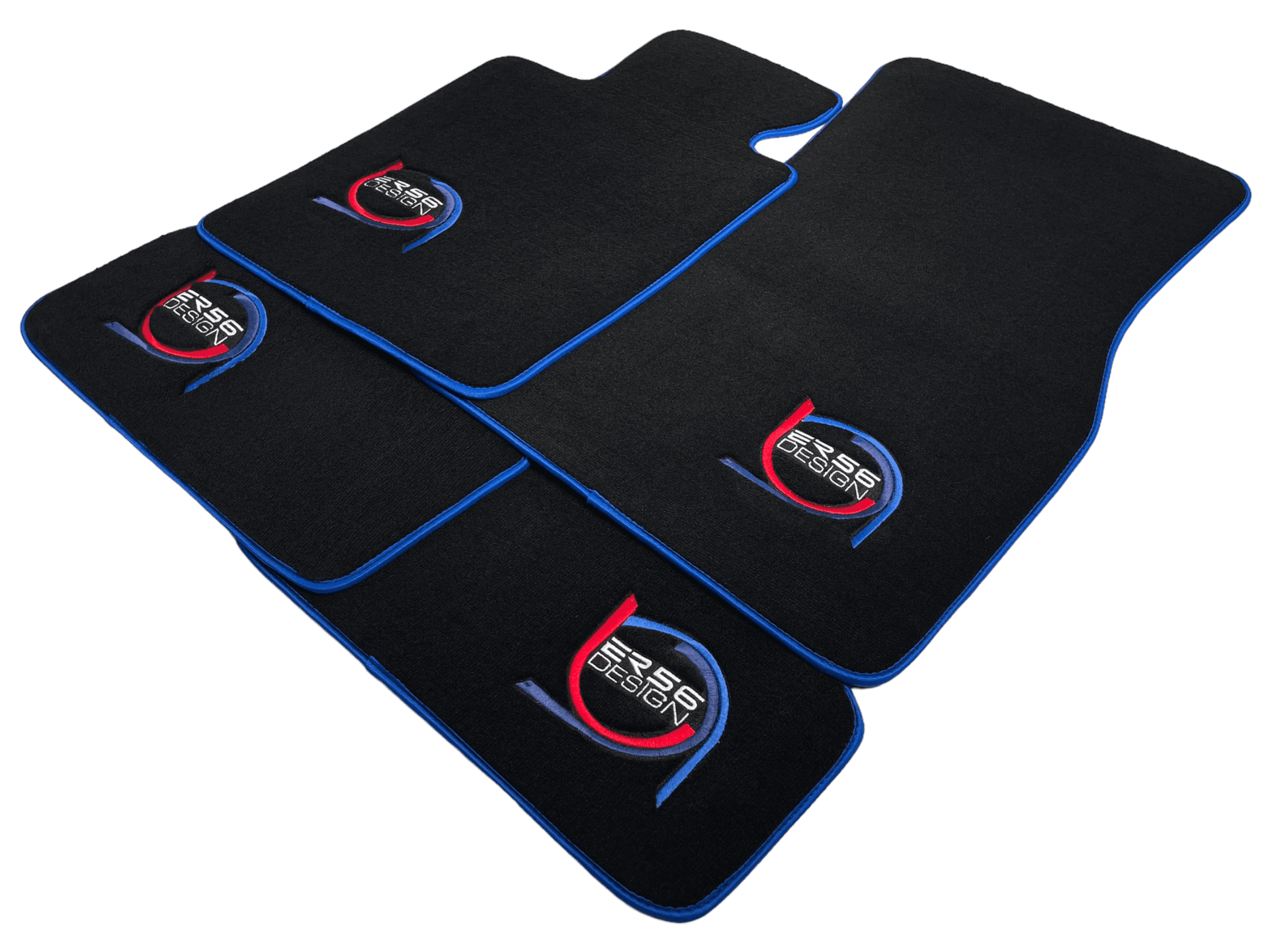Black Floor Mats For BMW 3 Series F31 5-doors Wagon ER56 Design Limited Edition Blue Trim - AutoWin