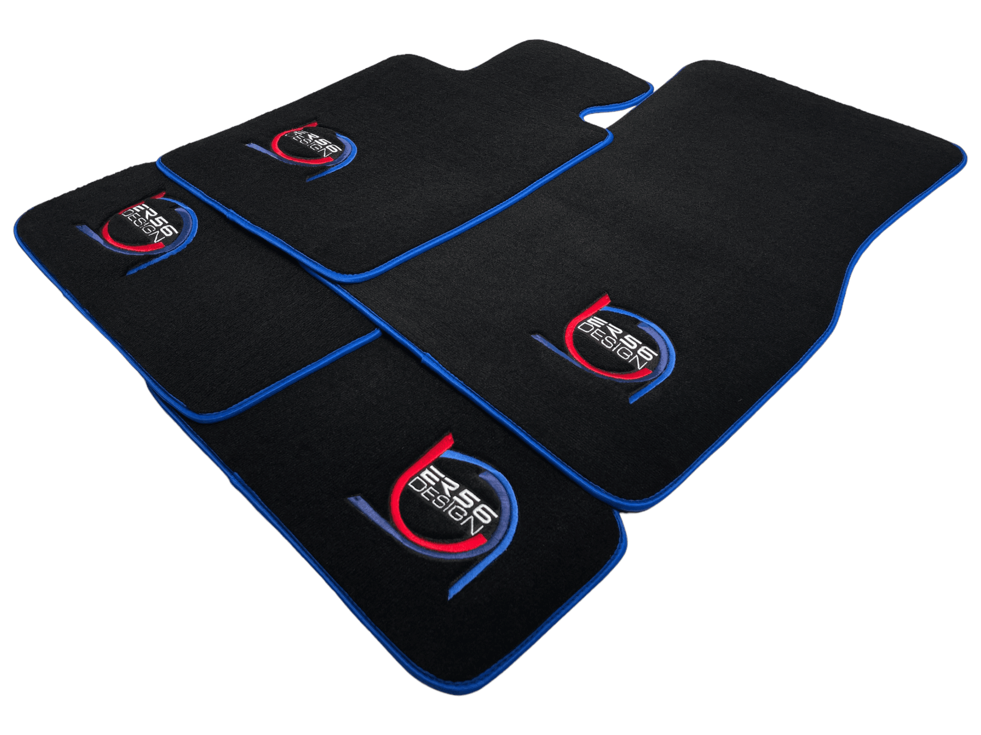 Black Floor Mats For BMW 7 Series E38 Long ER56 Design Limited Edition Blue Trim - AutoWin