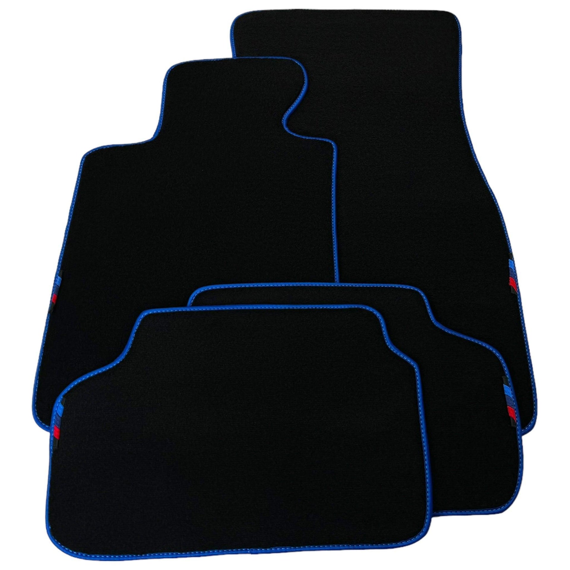 Black Floor Mats For BMW X1 Series E84 | Blue Trim - AutoWin