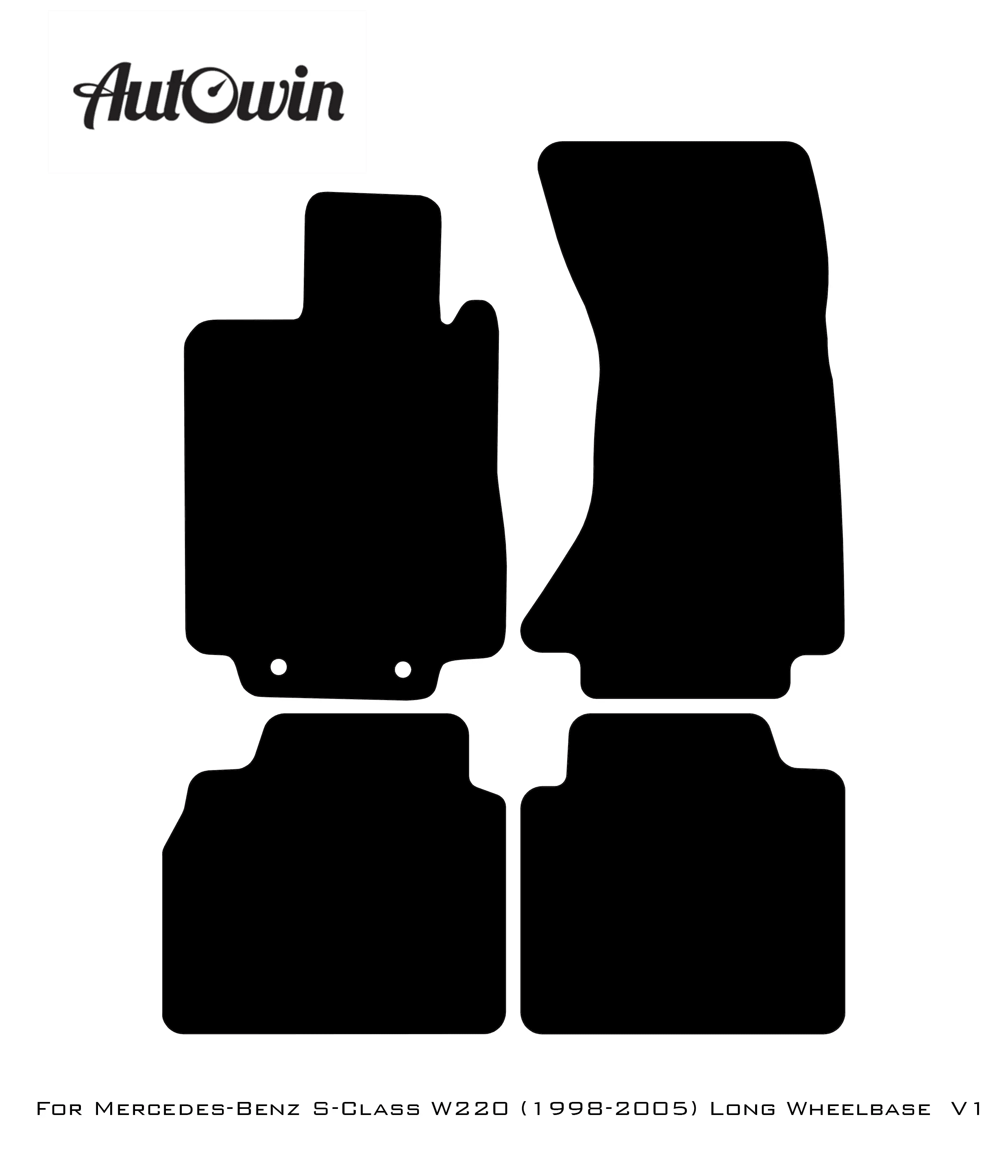 Black Floor Mats For Mercedes Benz S-Class W220 (1998-2005) Long Wheelbase | Fighter Jet Edition - AutoWin