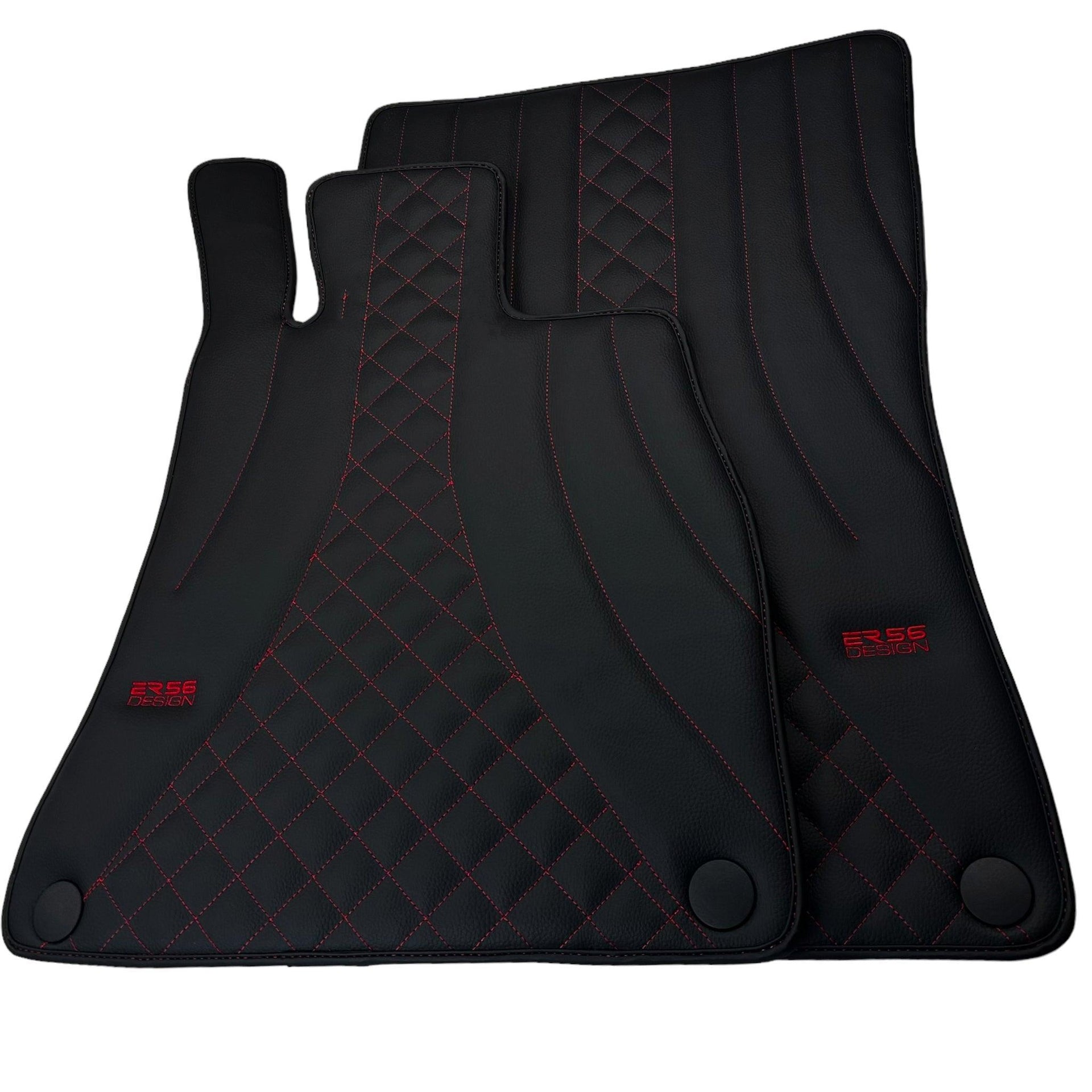 Black Leather Floor Mats For Mercedes Benz EQE-Class V295 (2022-2023) | ER56 Design - AutoWin