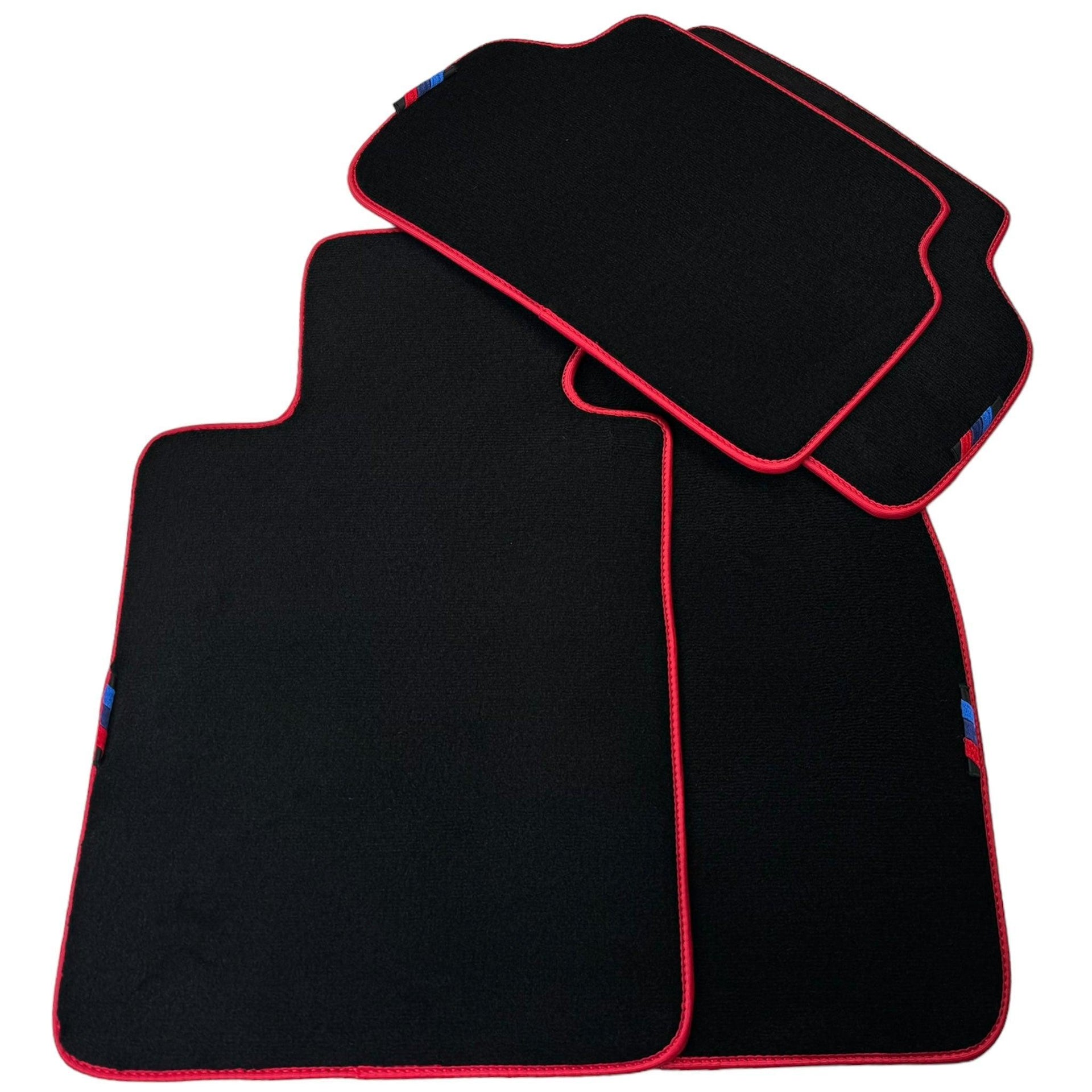 Black Mats For BMW 3 Series E30 2-doors Coupe | Red Trim - AutoWin