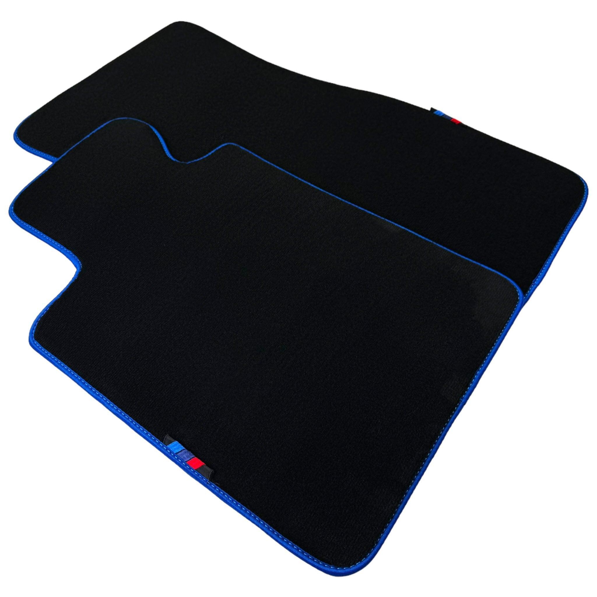 Black Mats For BMW 5 Series E61 Wagon | Blue Trim - AutoWin
