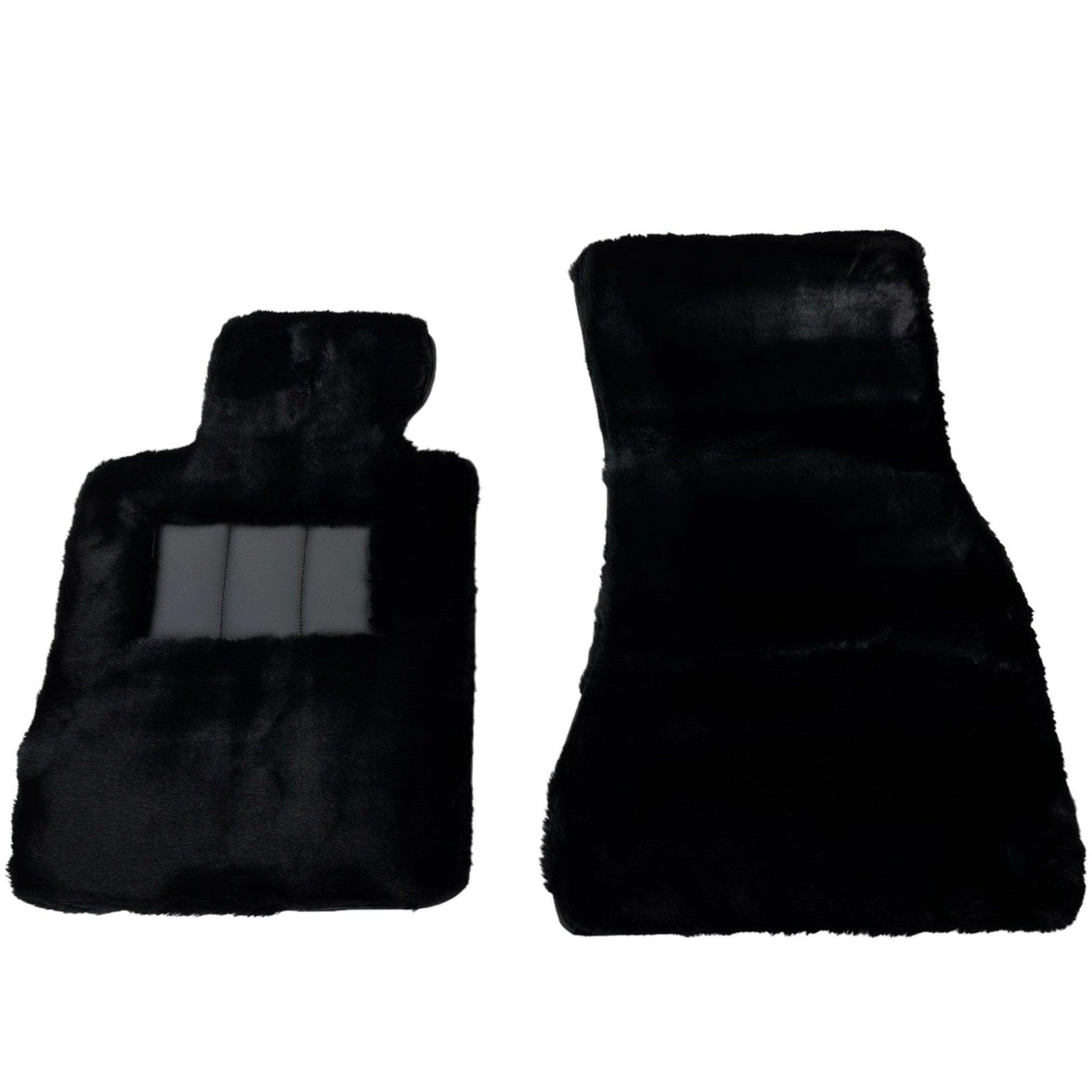 Black Sheepskin Floor Mats For BMW X6M E71 SUV No Steps Edition - AutoWin