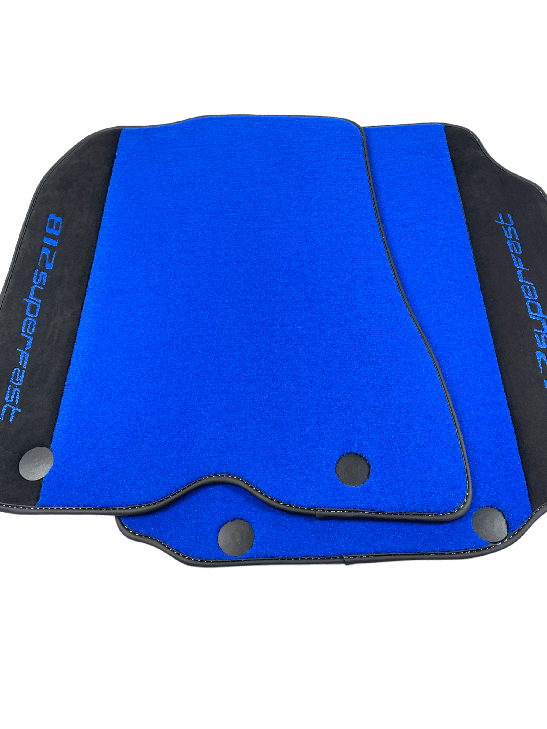 Blue Floor Mats For Ferrari 812 Superfast With Alcantara Leather - AutoWin