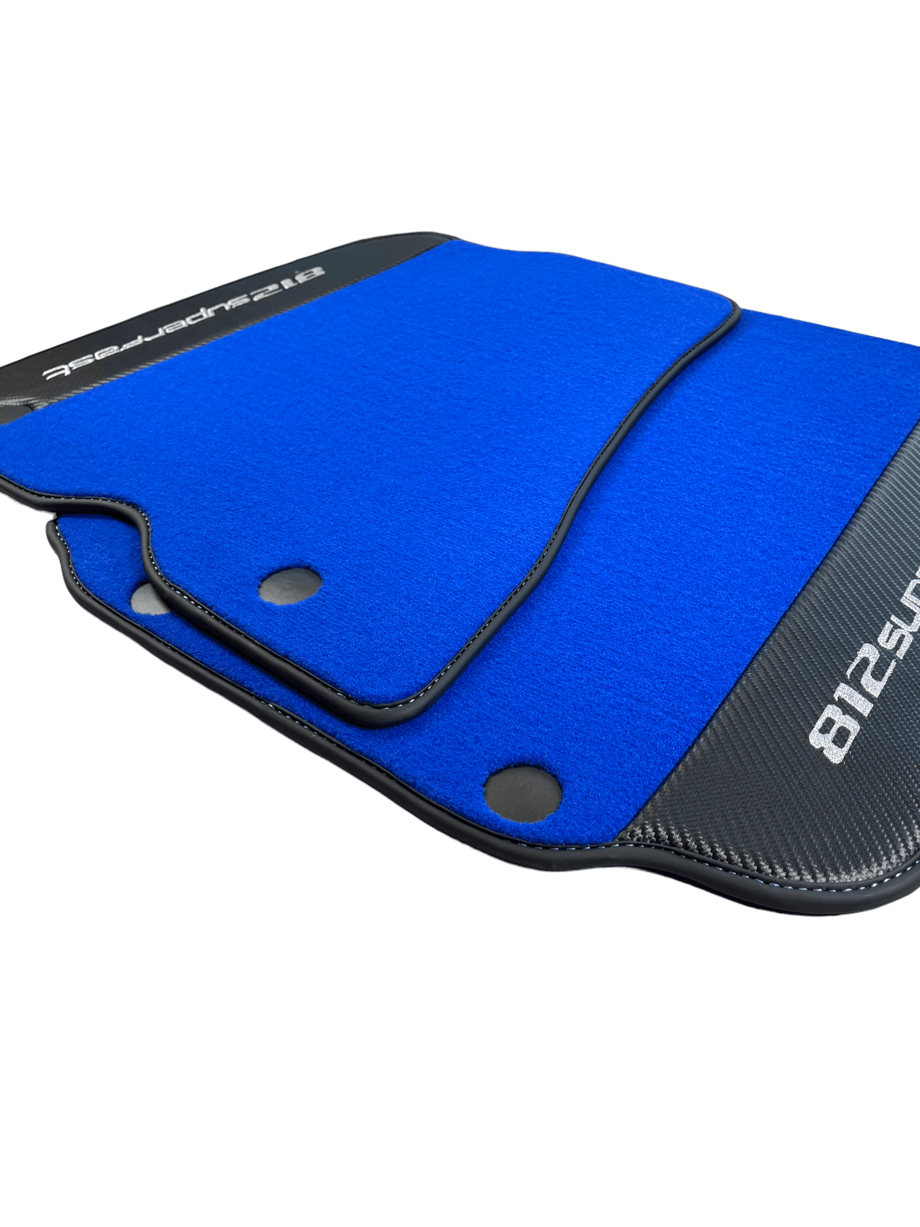 Blue Floor Mats For Ferrari 812 Superfast With Carbon Fiber Leather - AutoWin