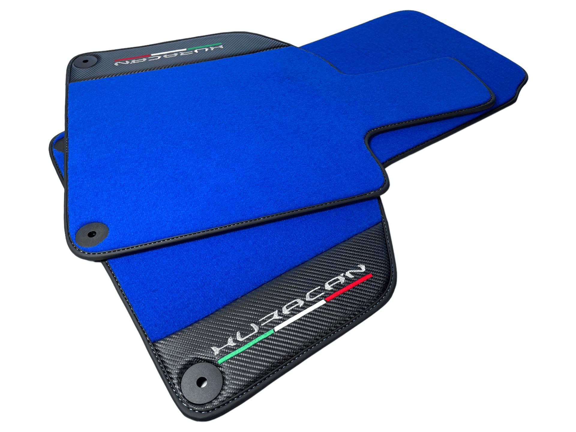 Blue Floor Mats for Lamborghini Huracan With Carbon Fiber Leather - AutoWin